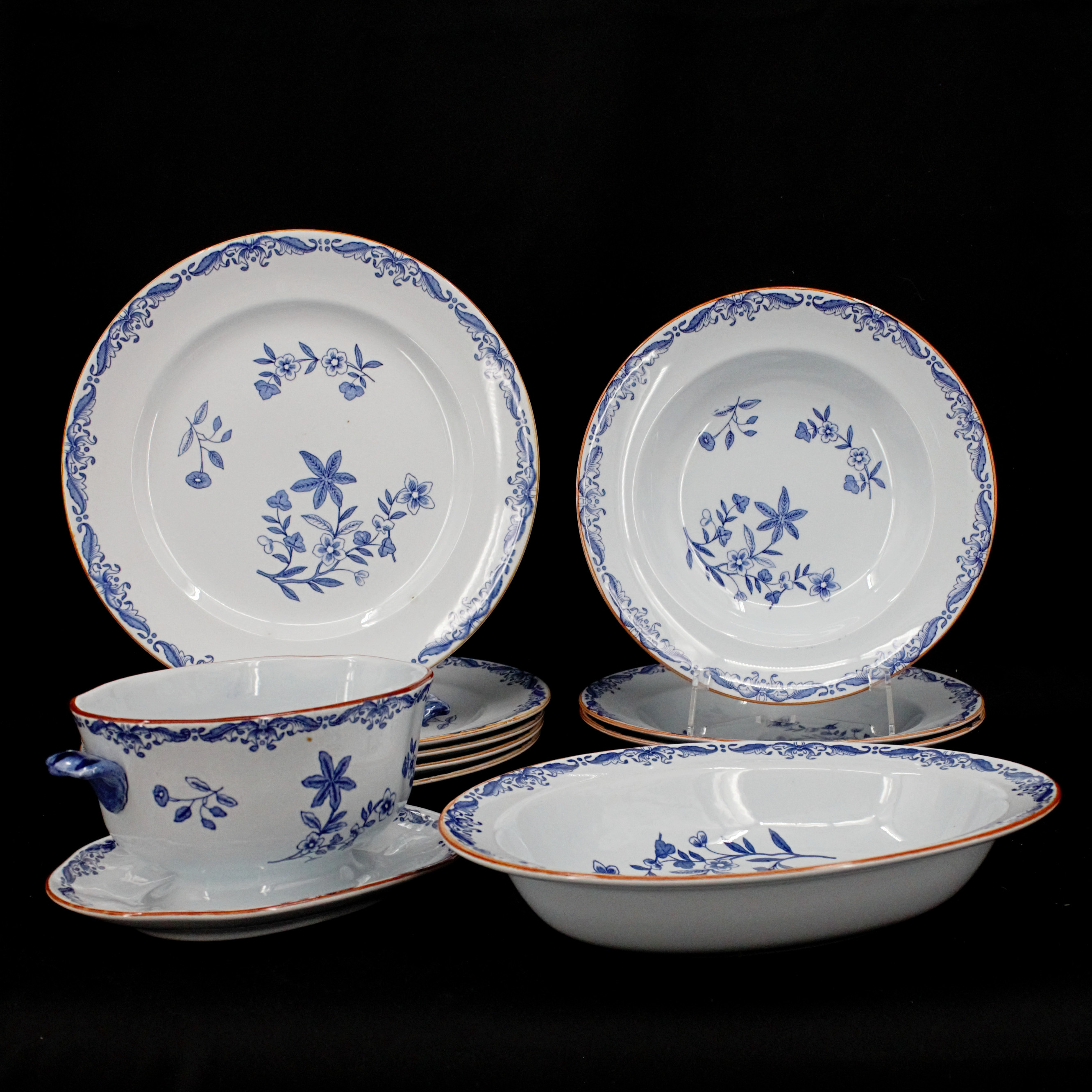 NILS EMIL LUNDSTRÖM. Servisdelar, 10 delar, "Ostindia", porslin, Rörstrand.