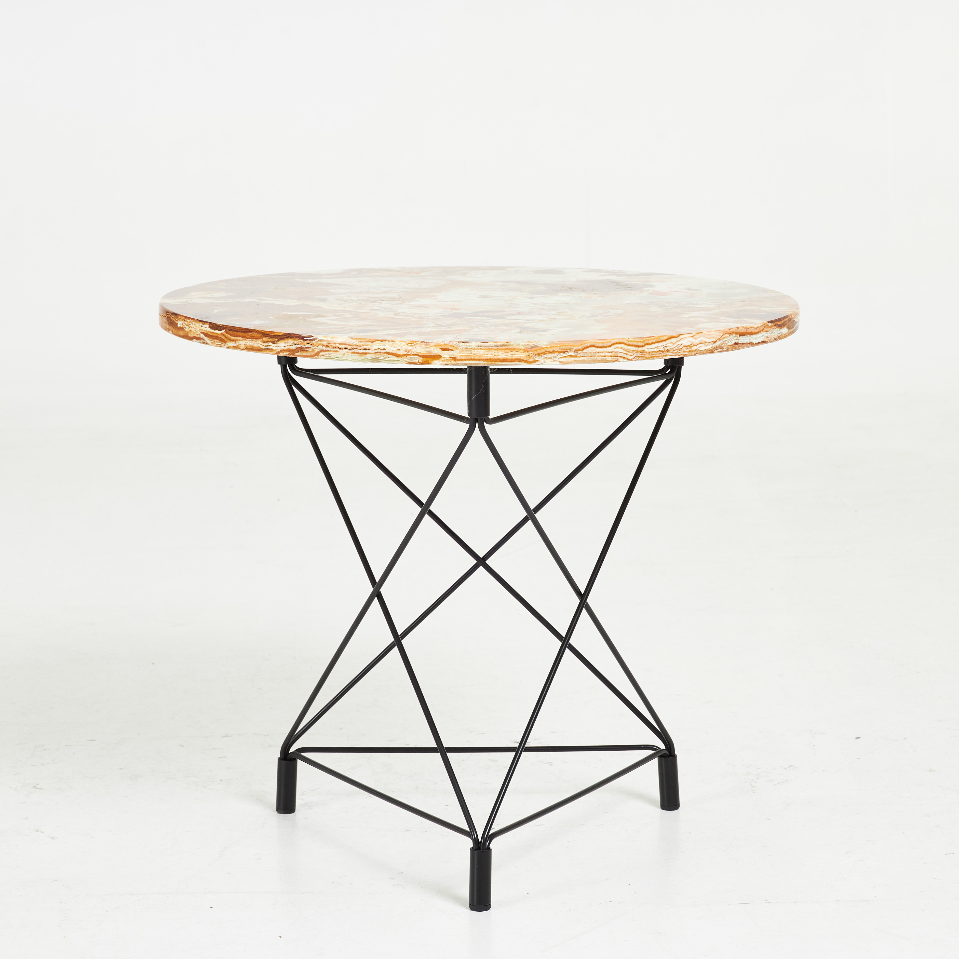 ANDREAS HANSEN. Sidobord, "Spider" underrede i svartlackerad metall, skiva i sten, för Eilersen, Danmark, samtida.