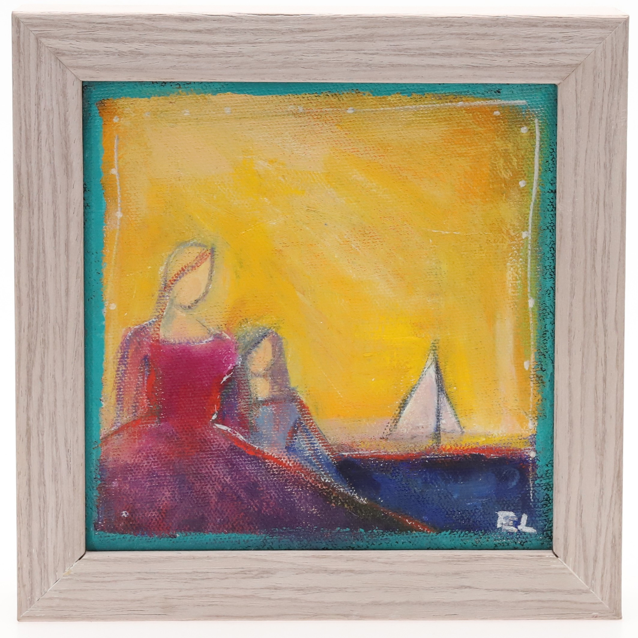 EMILIA LINDHOLM. "lugn och lycka", monogramsignerad EL samt signerad och daterad 2022 a tergo, olja/blandteknik på duk.