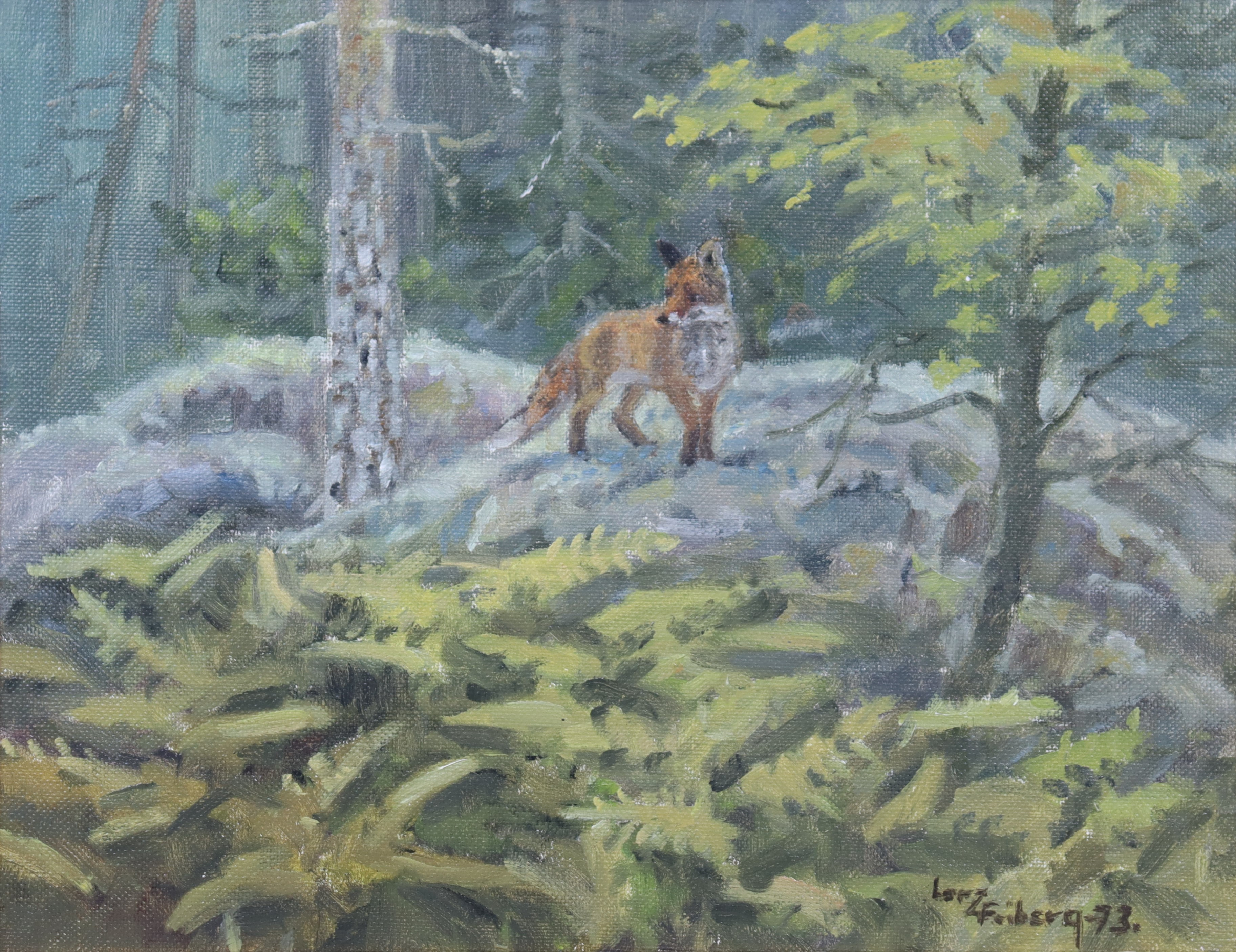 LARS FRIBERG. olja på pannå, "Hösträv".