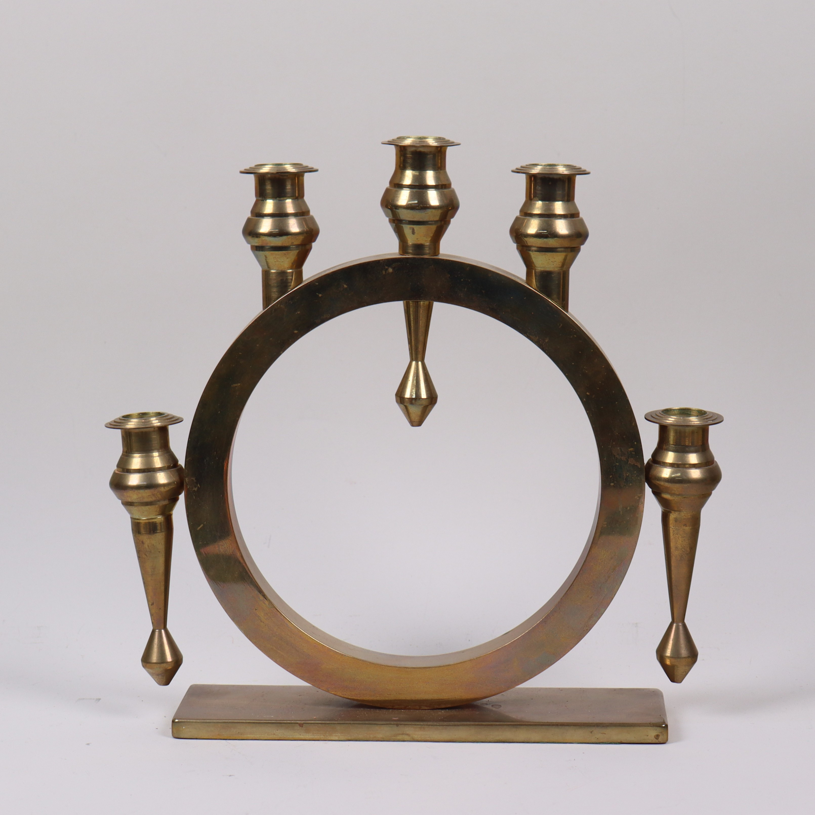 LJUSSTAKE, massiv mässing, 5 ljushållare.