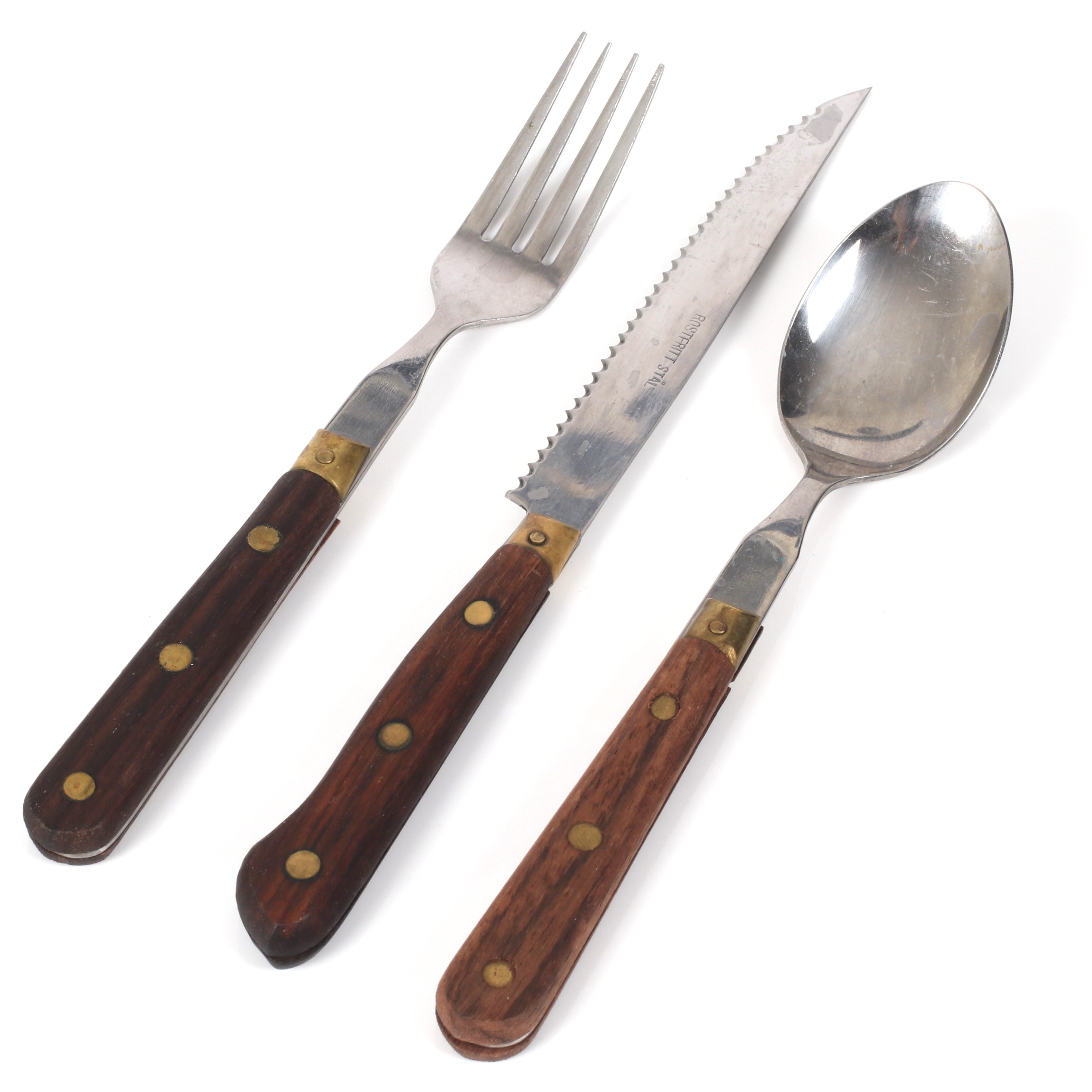 GRILLBESTICK, 18 delar, trä, metall. 1900-tal.