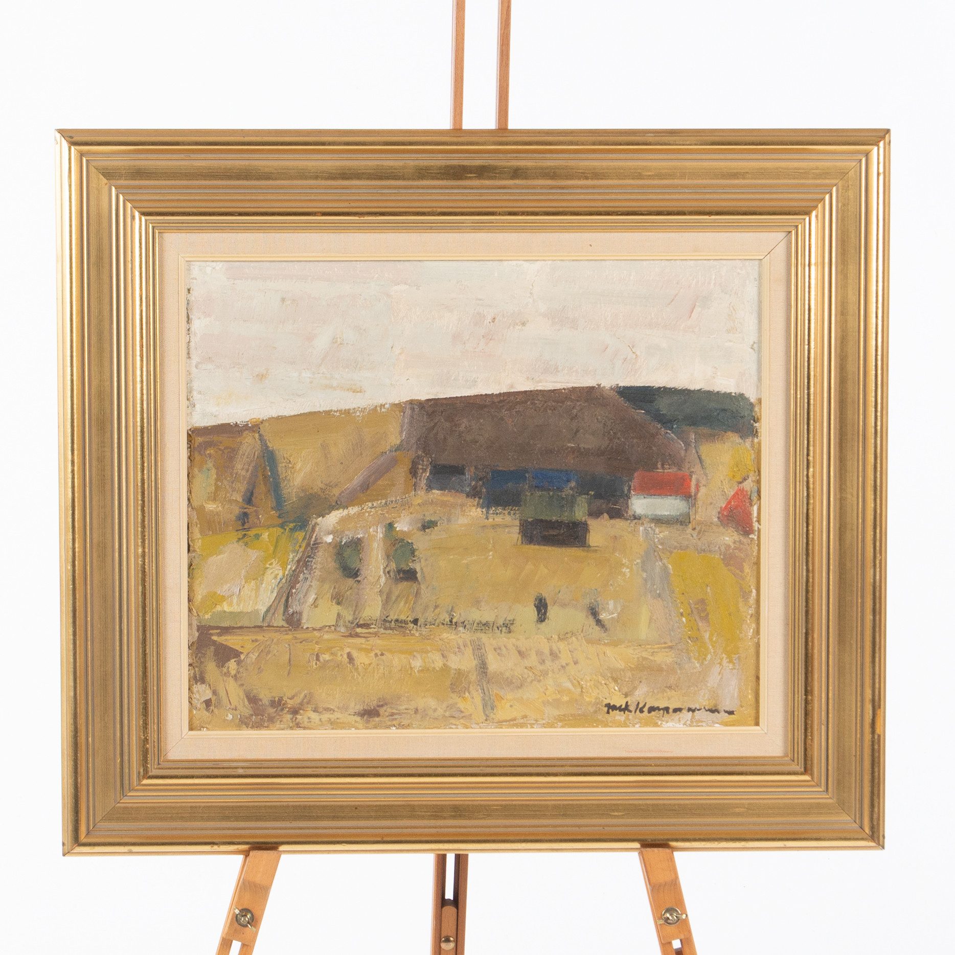 JACK KAMPMANN (DANMARK 1914-1989). OLJA PÅ DUK, Landskapsmotiv med gårdsbebyggelse, signerad, 1900-talets andra hälft.