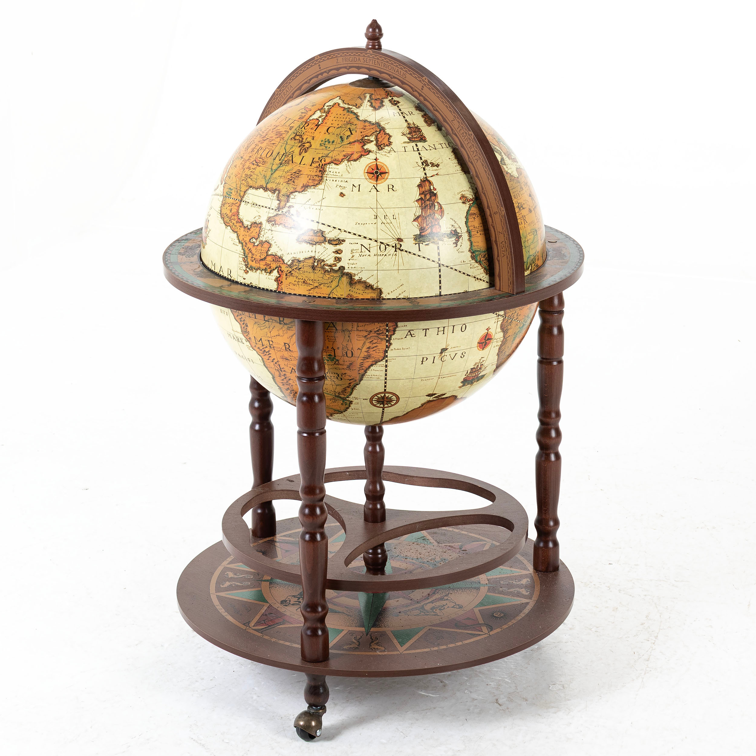 BARSKÅP i form av jordglob, 1900-talets andra hälft.