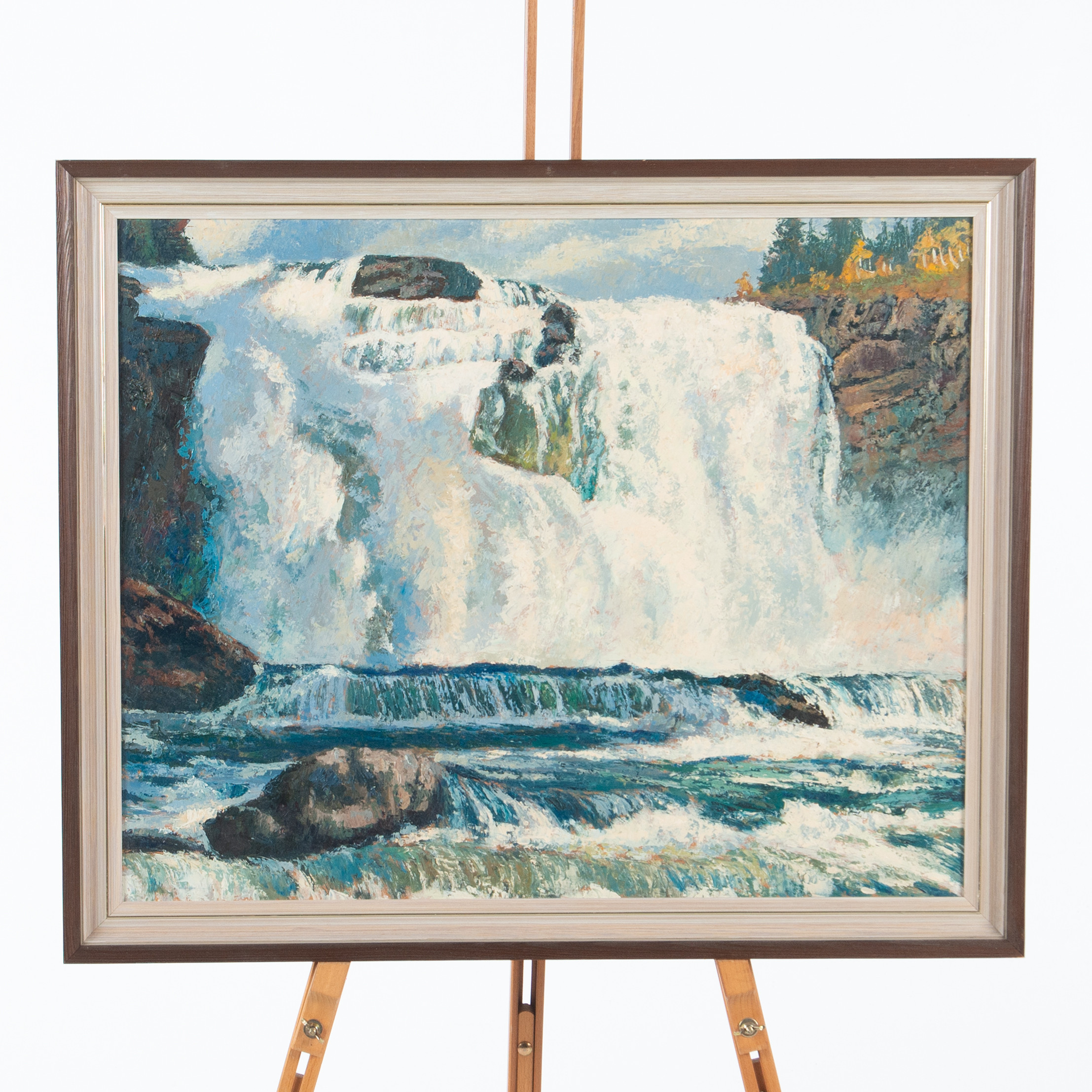 OIDENTIFIERAD KONSTNÄR. Olja på pannå, “Tännforsen på sommaren, Jämtland”.