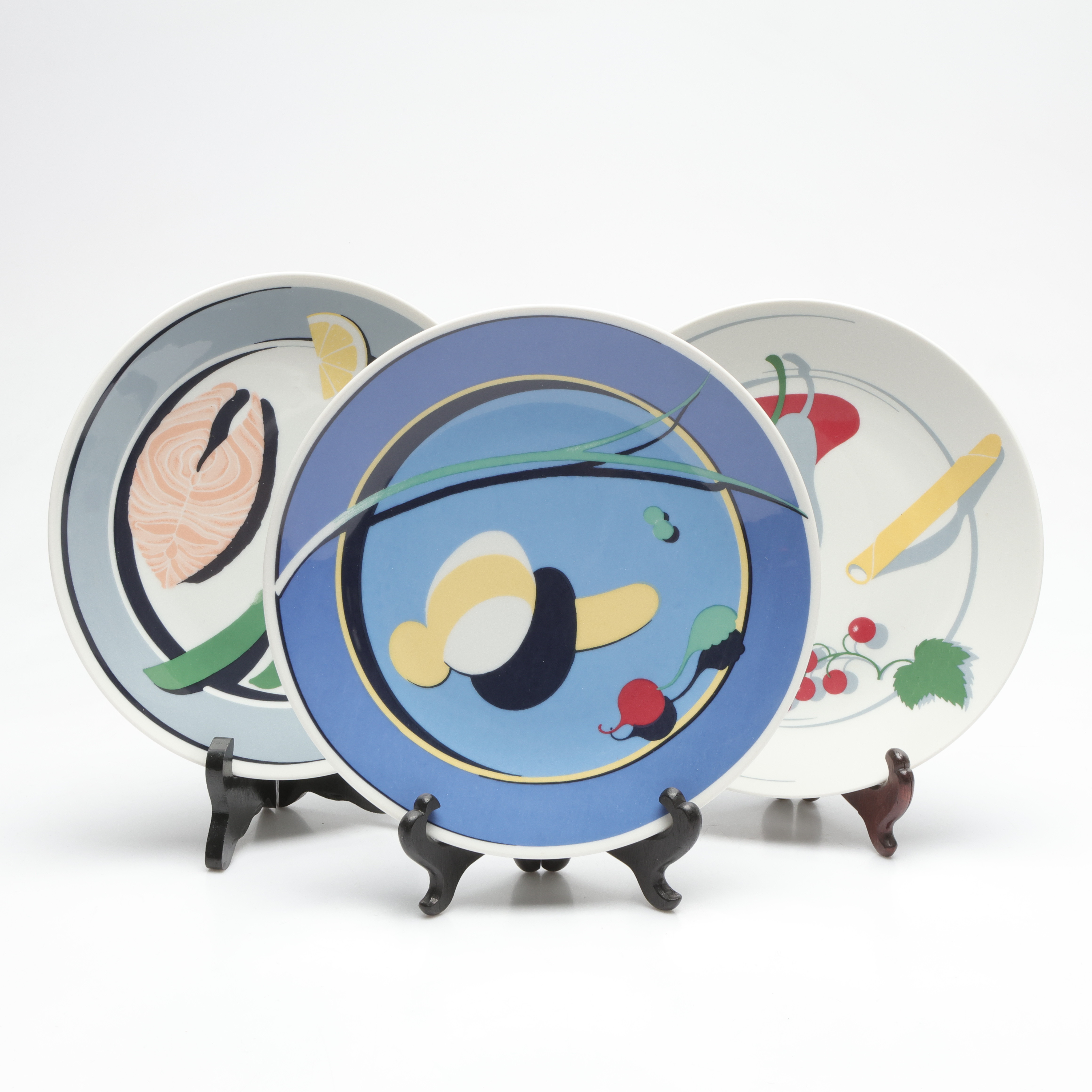 JACKIE LYND. tallrikar, 3 st, "Förrätt", "Dessert" samt "Varmrätt", Rörstrand.