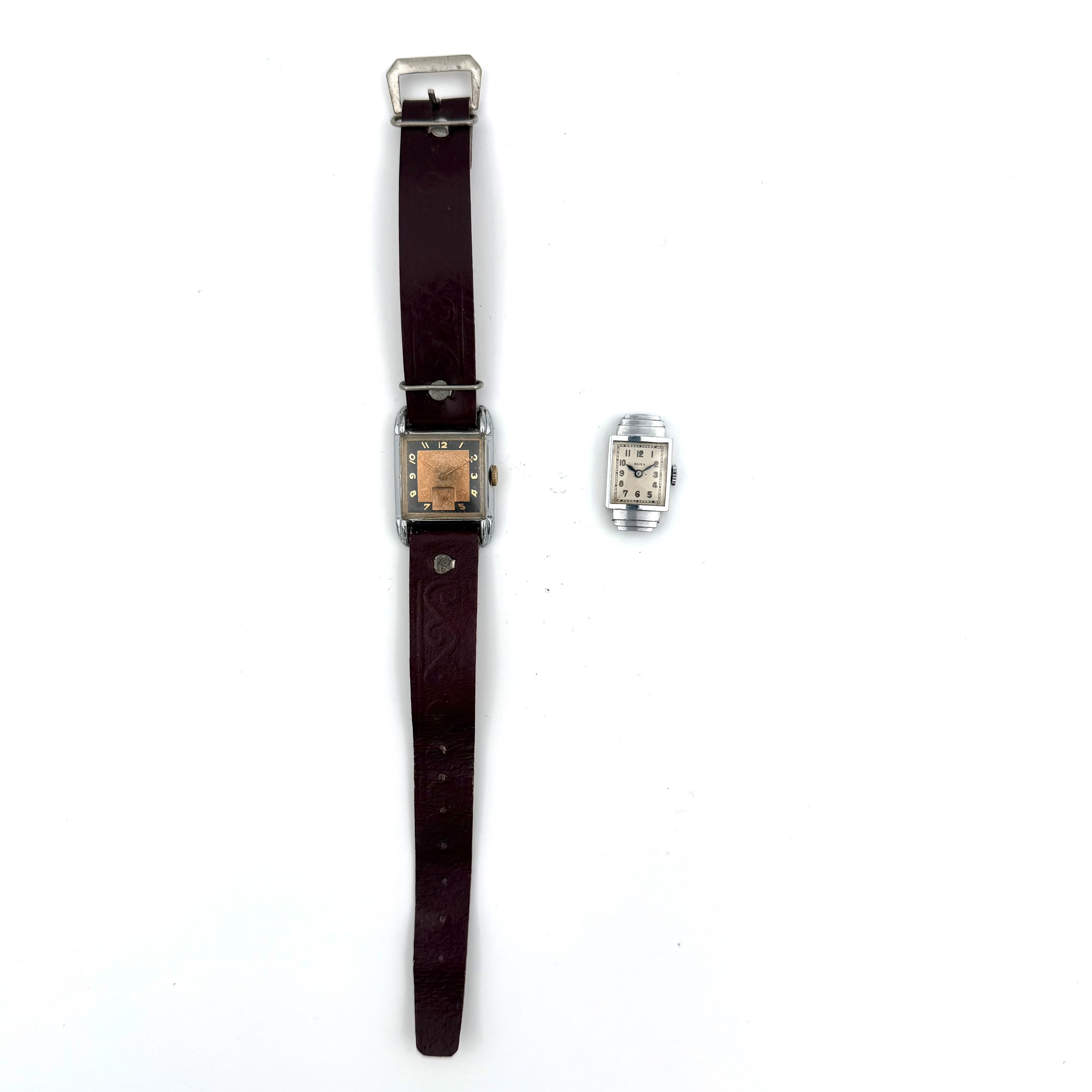 ARMBANDSUR, 2 st, art decostil, manuell, bl a DOXA.