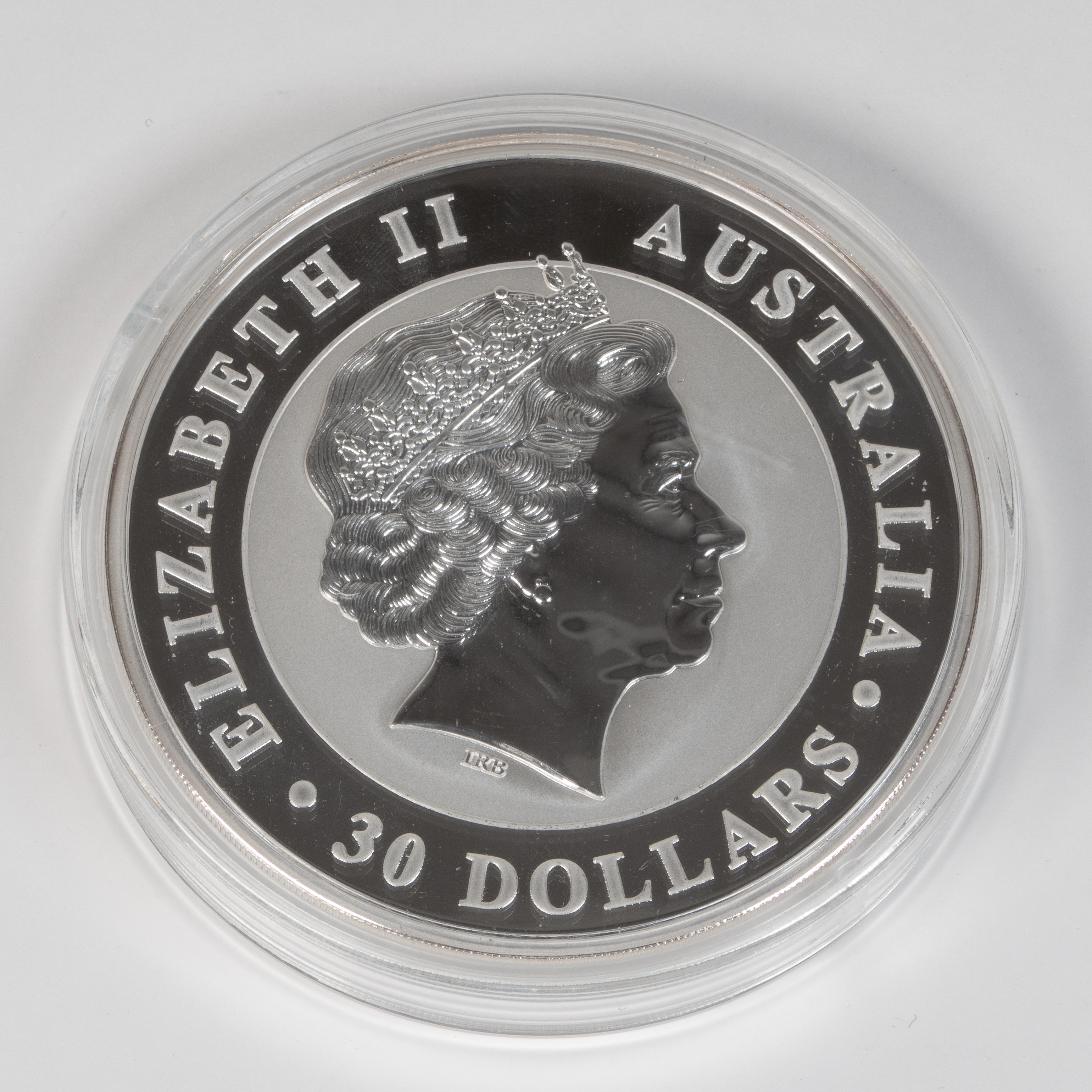 Mynt, 30 Dollars Aus, finsilver 999, 2011, Elizabeth II, Kookaburra Australien, i kassett.