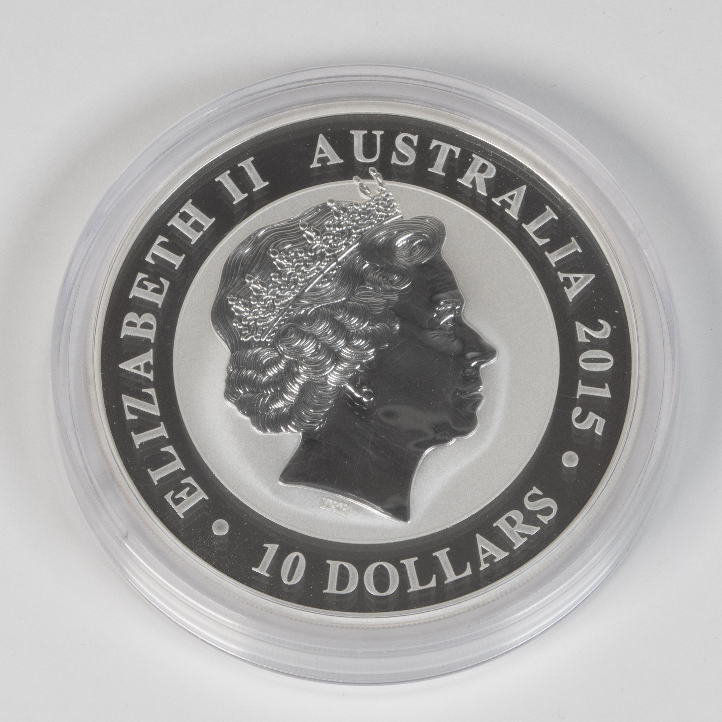 Mynt, 10 dollars Aus , finsilver 999, 2015, Elizabeth II, Kookaburra, Australien, i kassett.