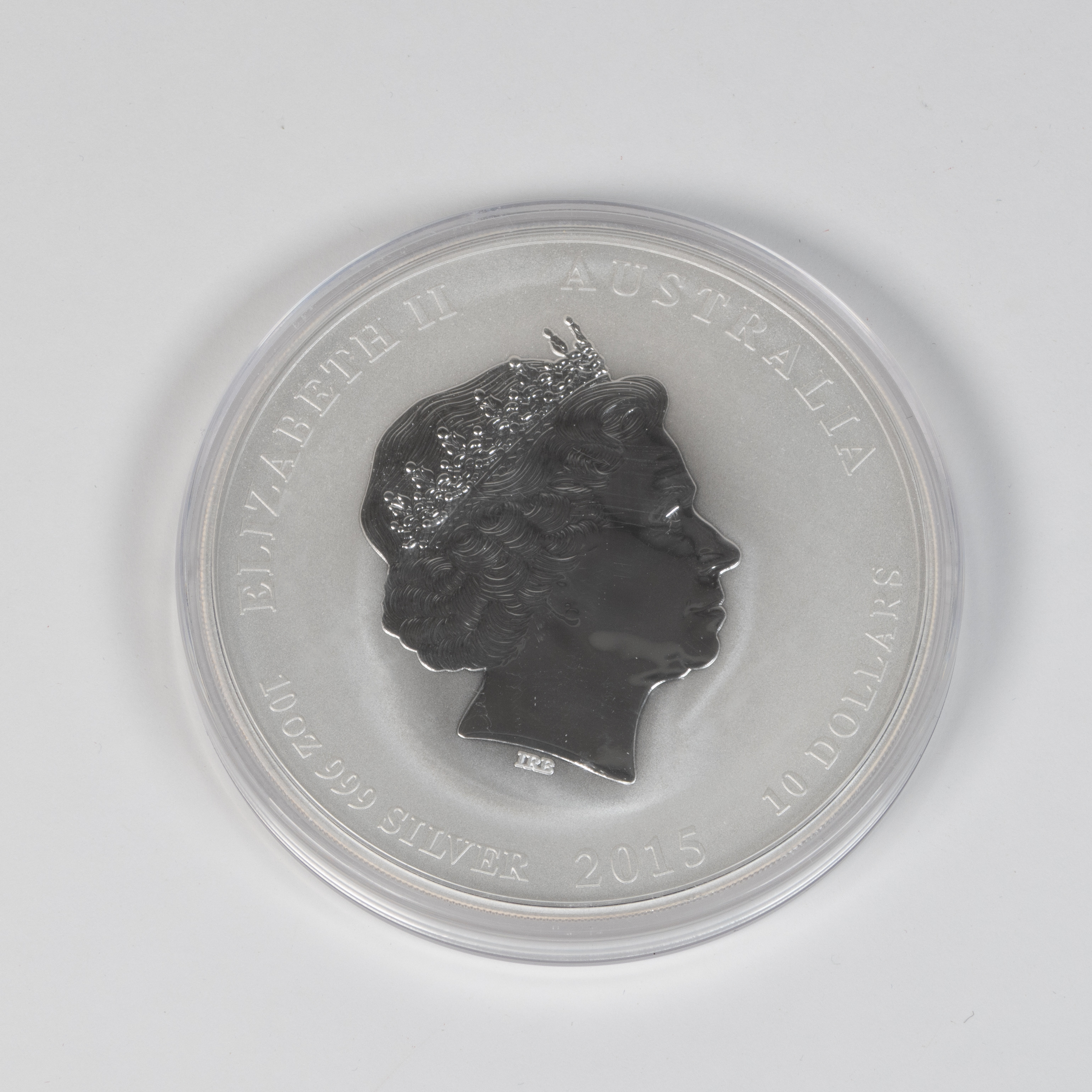 Mynt, 10 Dollars Aus, finsilver 999, 2015, Elizabeth II, Year of the Goat, i kassett.