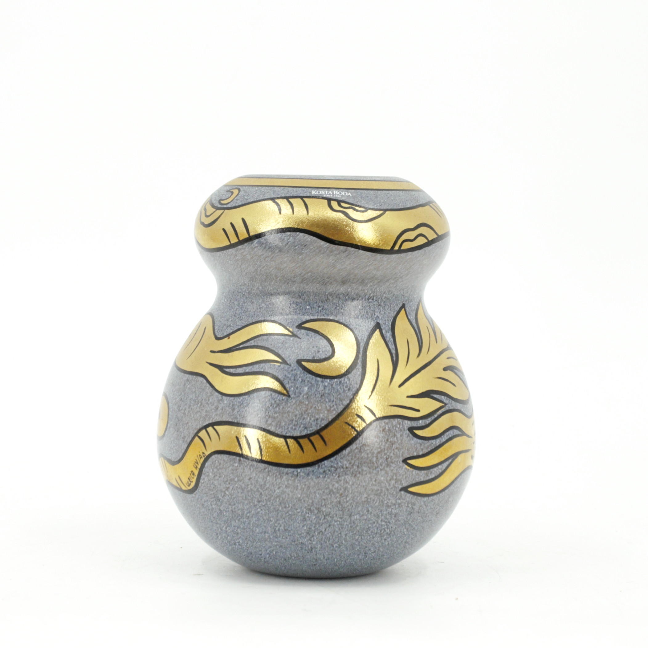 ULRICA HYDMAN-VALLIEN. Kalebassformad vas, "Inka", bemålat glas, signerad, etikettmärkt, Kosta Boda.