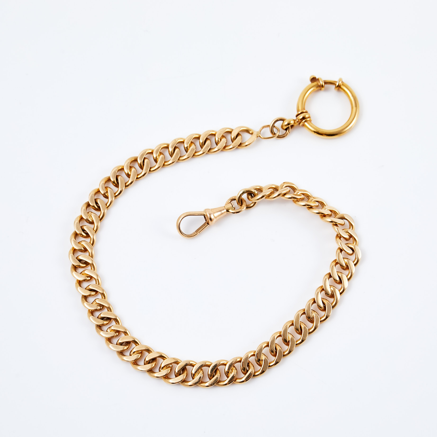 KLOCKKEDJA, 18 k guld, pansarlänk, 1900-talets först hälft, svensk importstämpel.