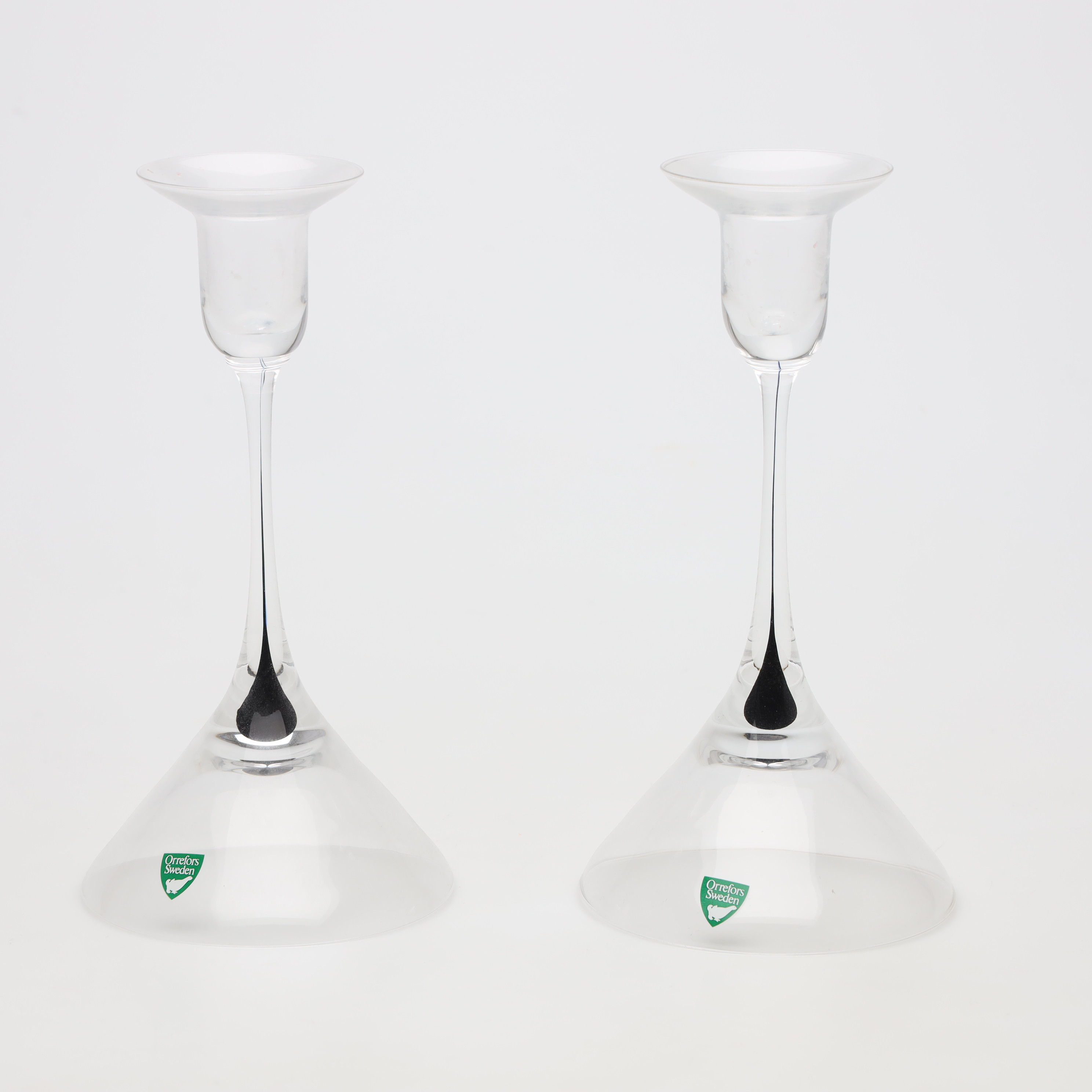 ERIKA LAGERBIELKE. LJUSSTAKAR, 1 par, glas, "Intermezzo", Orrefors.