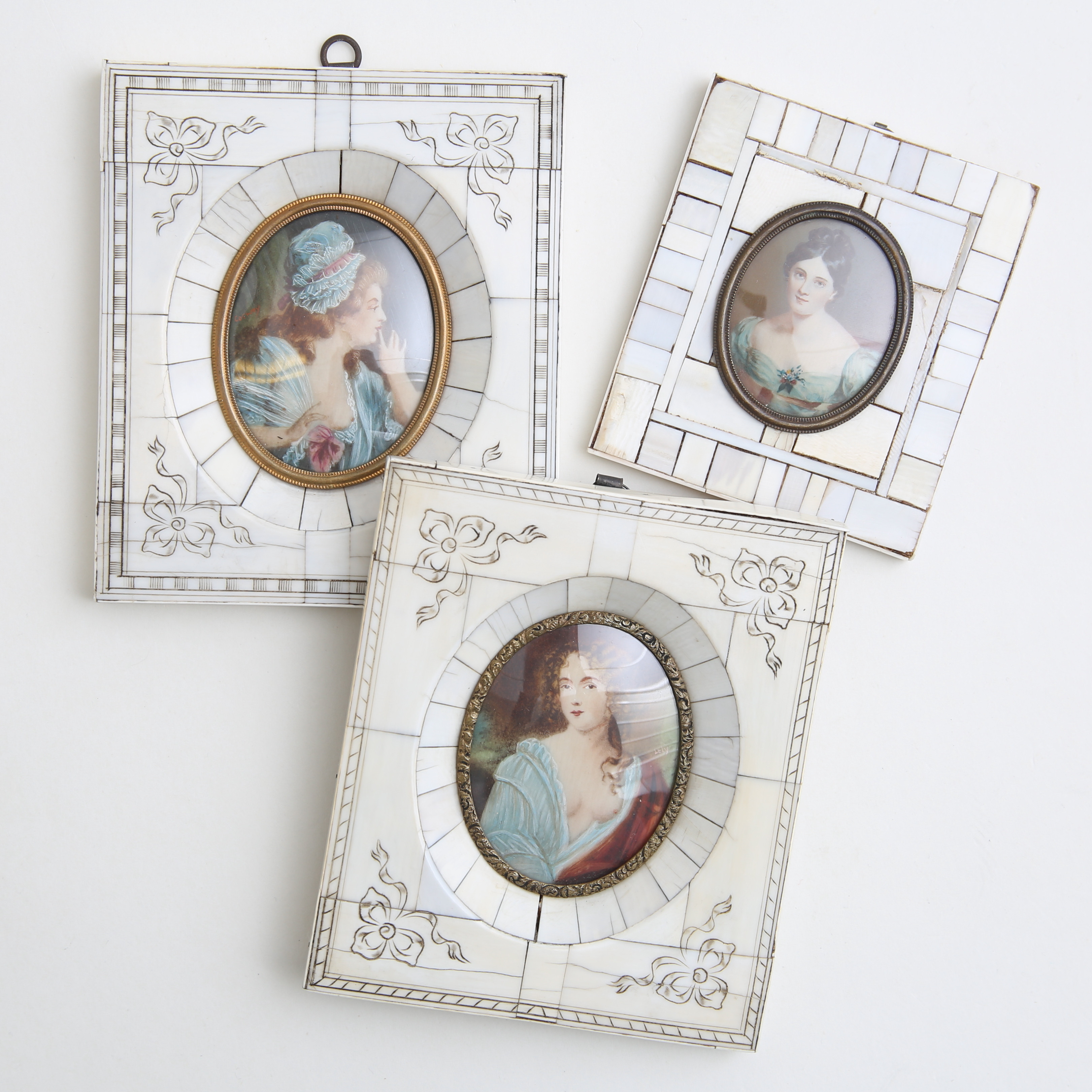 MINIATYRPOTRÄTT, 3 st, 1800/ 1900-tal.