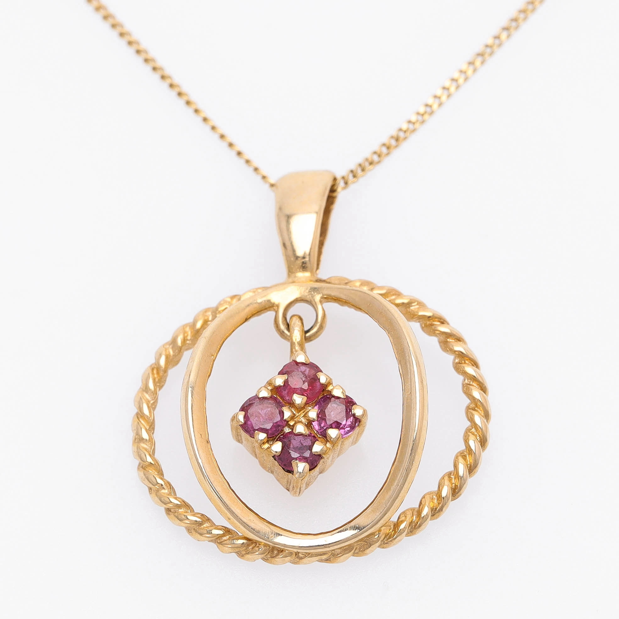 HÄNGE med KEDJA, 14 k guld, rosa safirer.