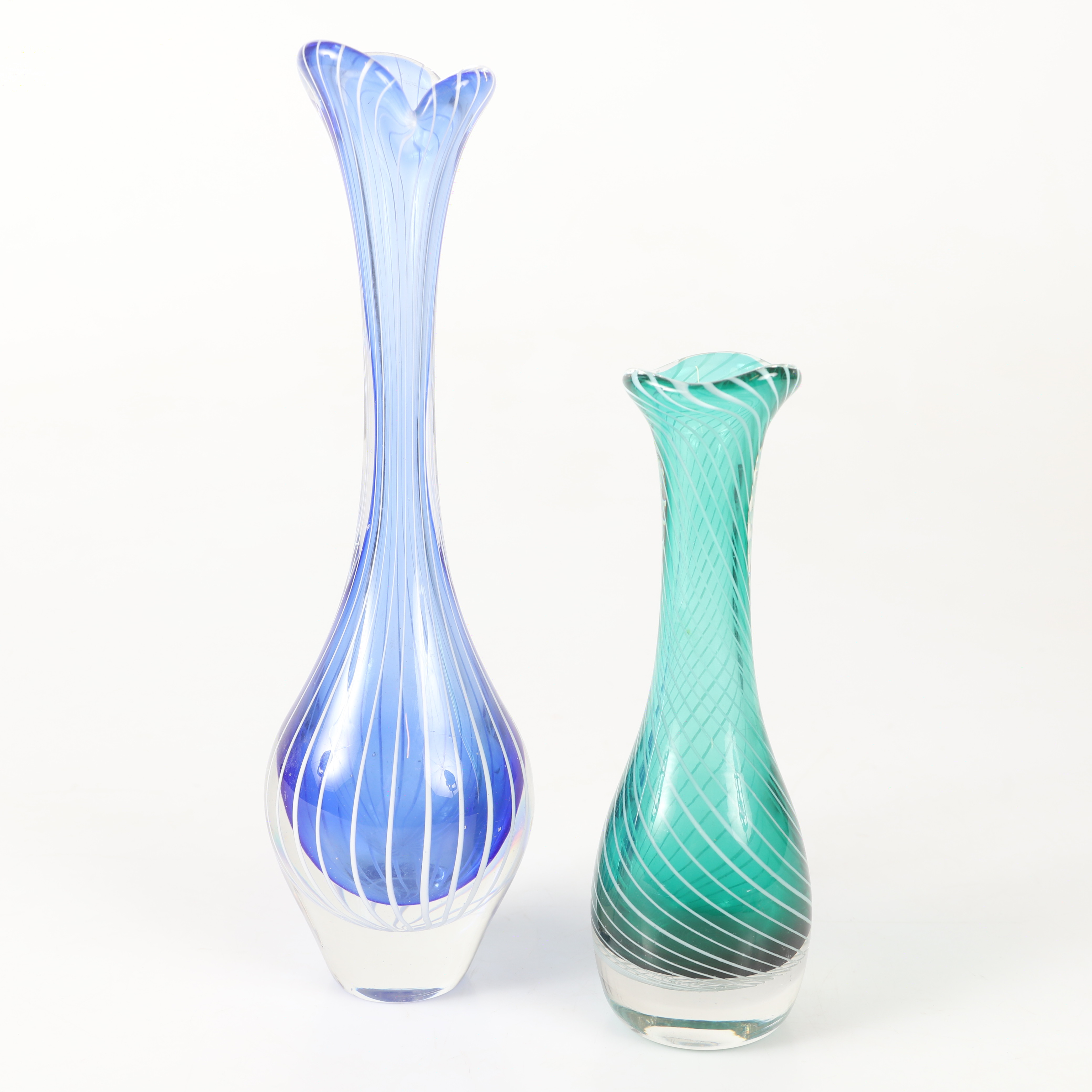 VASER,2 stycken, zebramodell, glas, osignerade.