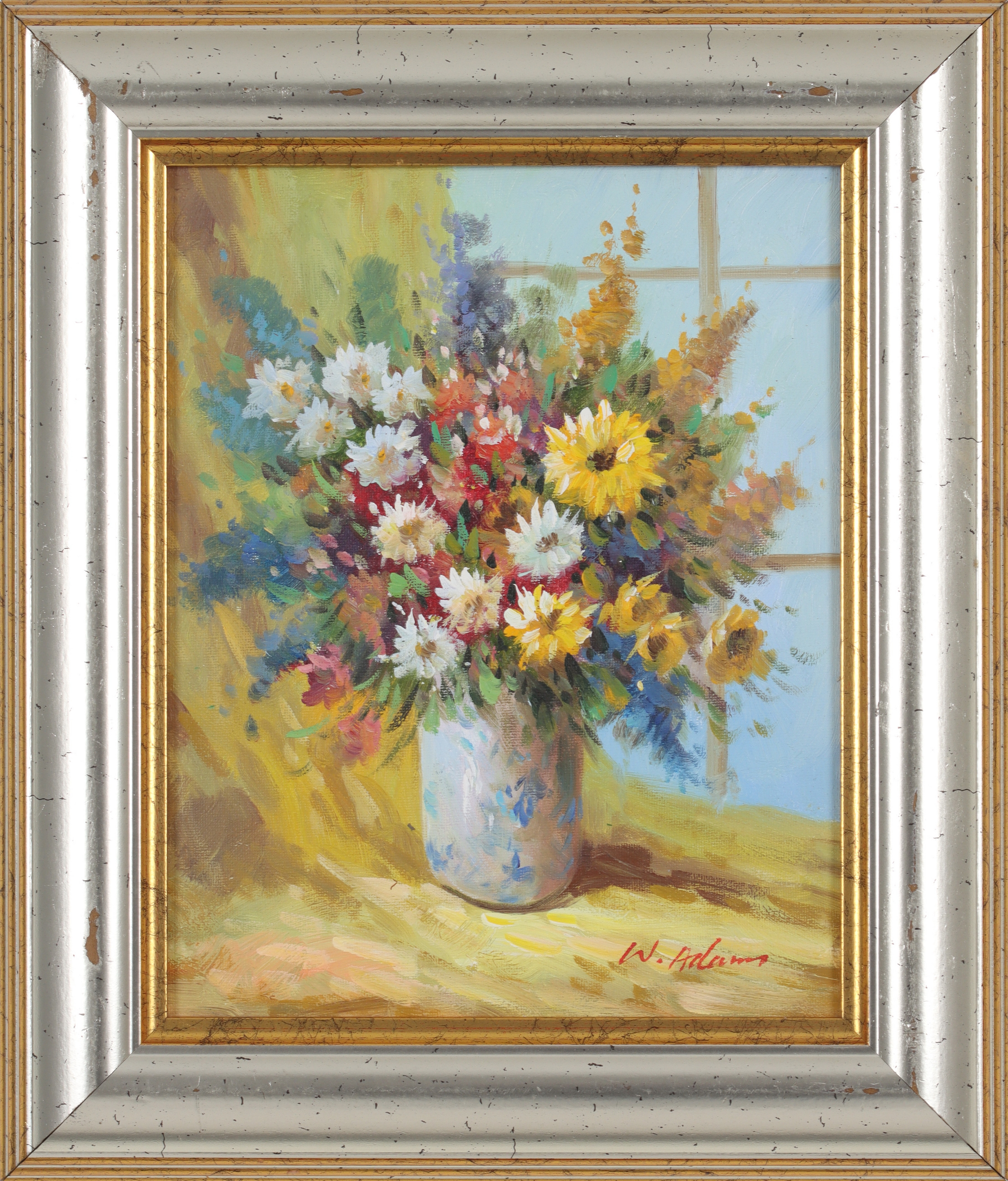 WALTER ADAMS. Blomsterstilleben, olja på duk, signerad.