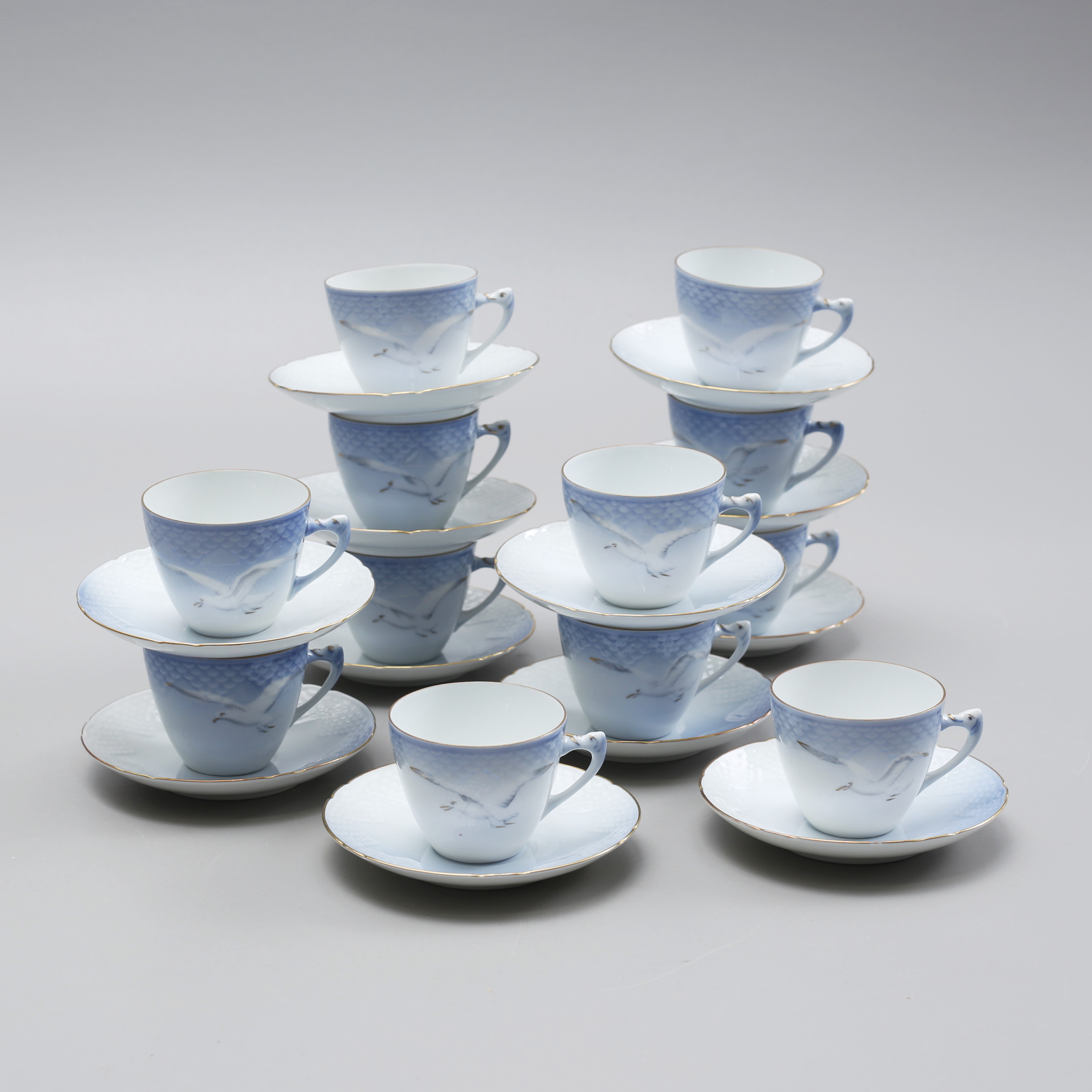 MOCCAKOPPAR, 24 delar, "Blå måsen", Bing&Gröndahl, Danmark.