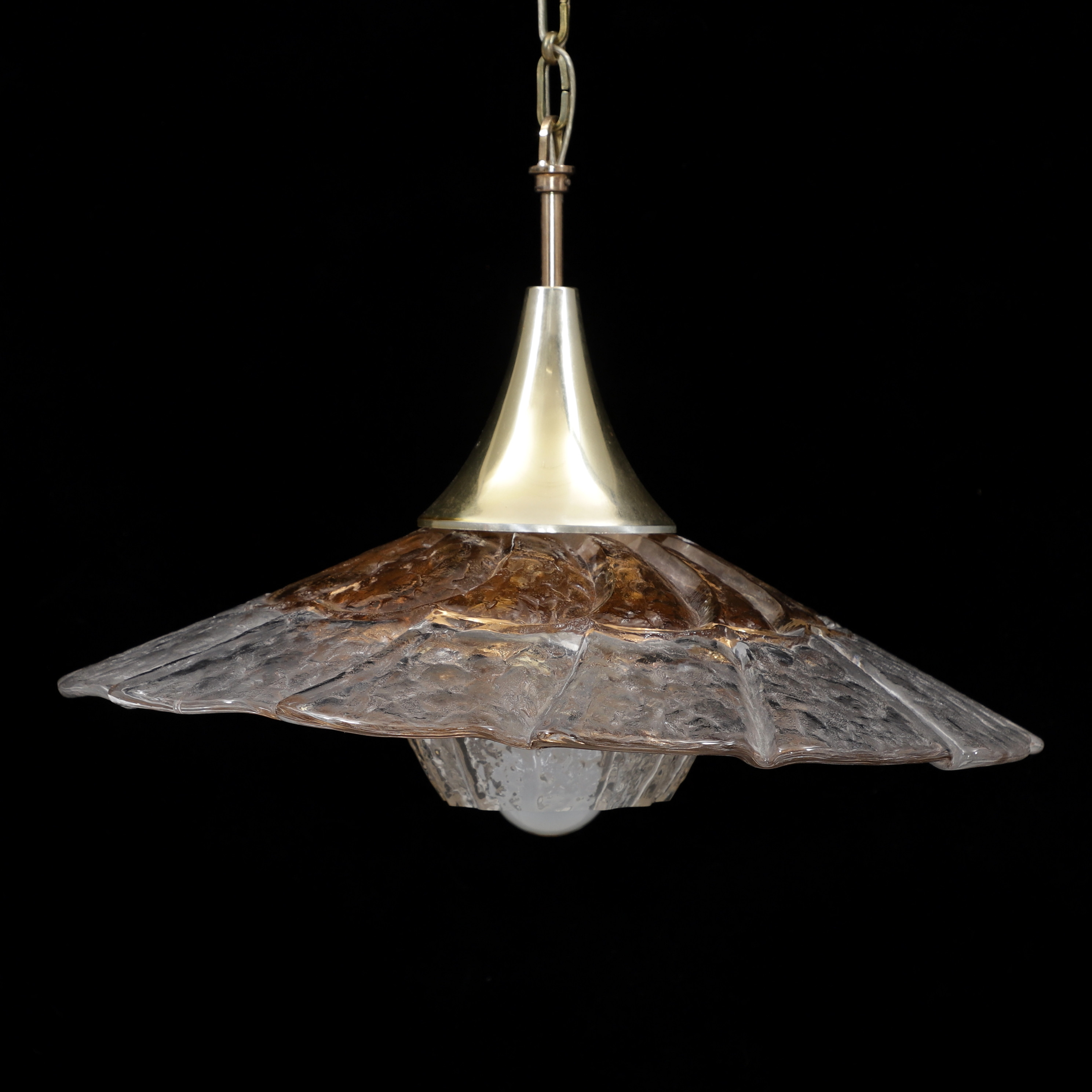 LARS HELLSTEN. Taklampa, glas/metall, Orrefors, 1970-tal.