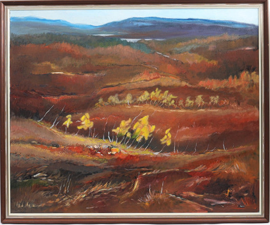 BO TAPPER. "Höst i duved" signerad, oljemålning på duk.