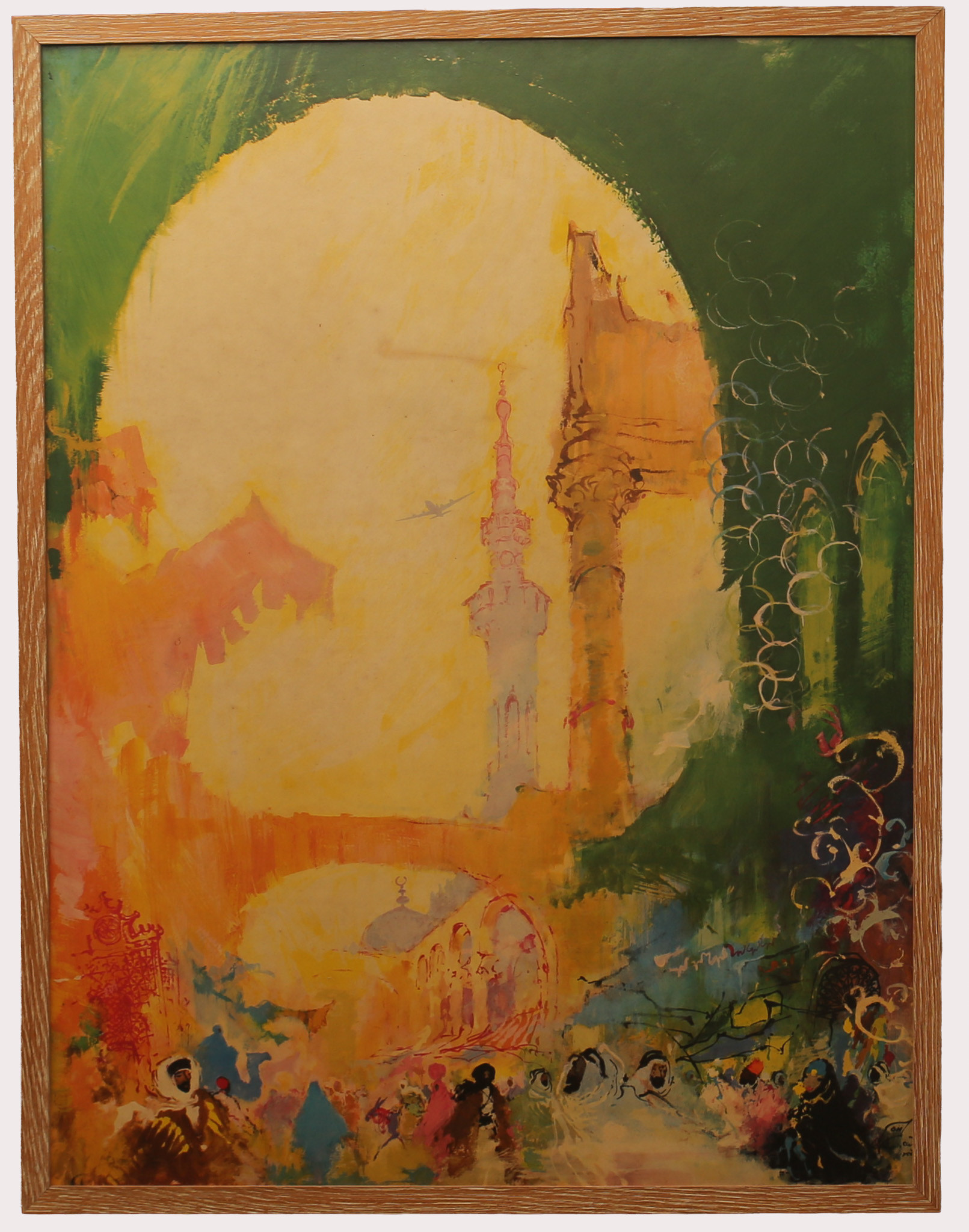 OTTO NIELSEN 1916-2000. Affisch lagd på kartong, "Middle East by SAS", Danmark 1960-tal.