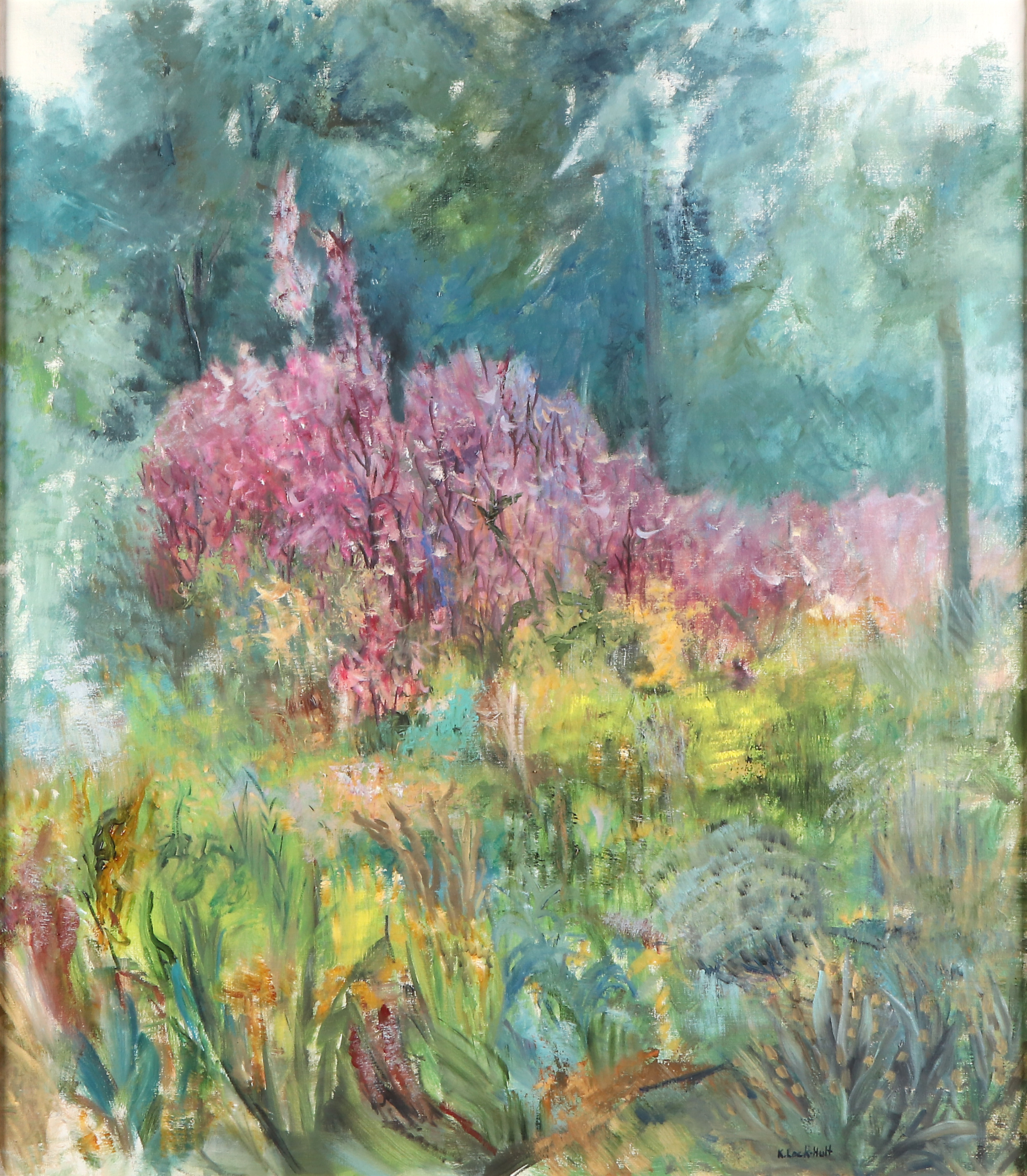 KERSTIN LOCK-HULT. Oljemålning på duk. "Rallarblomster". Signerad.