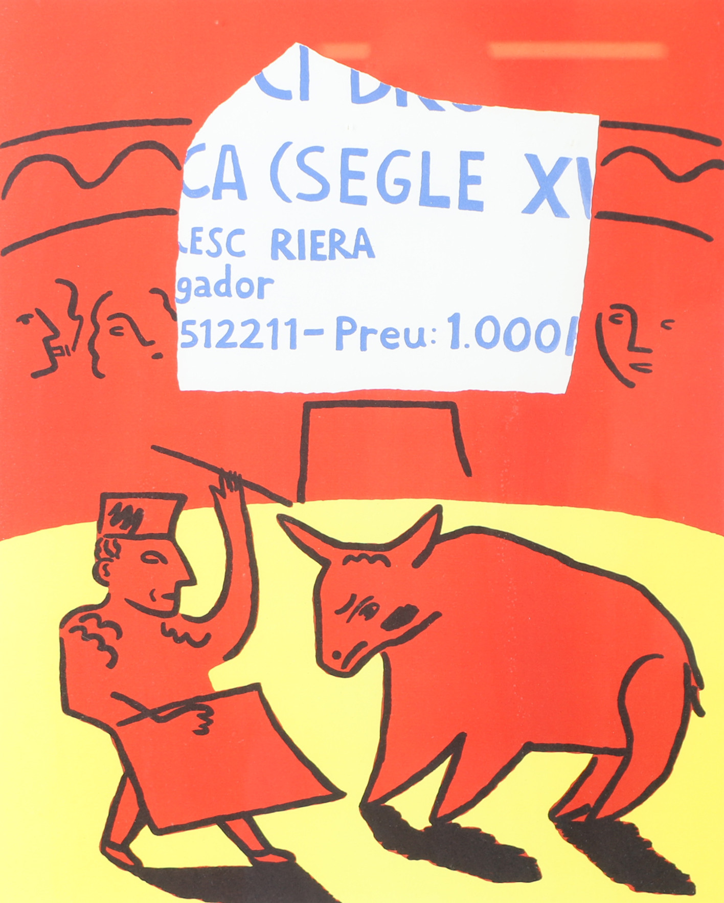 JONAS FREDÉN. Tjurfäktning, färglitografi, signerad J Fredén.