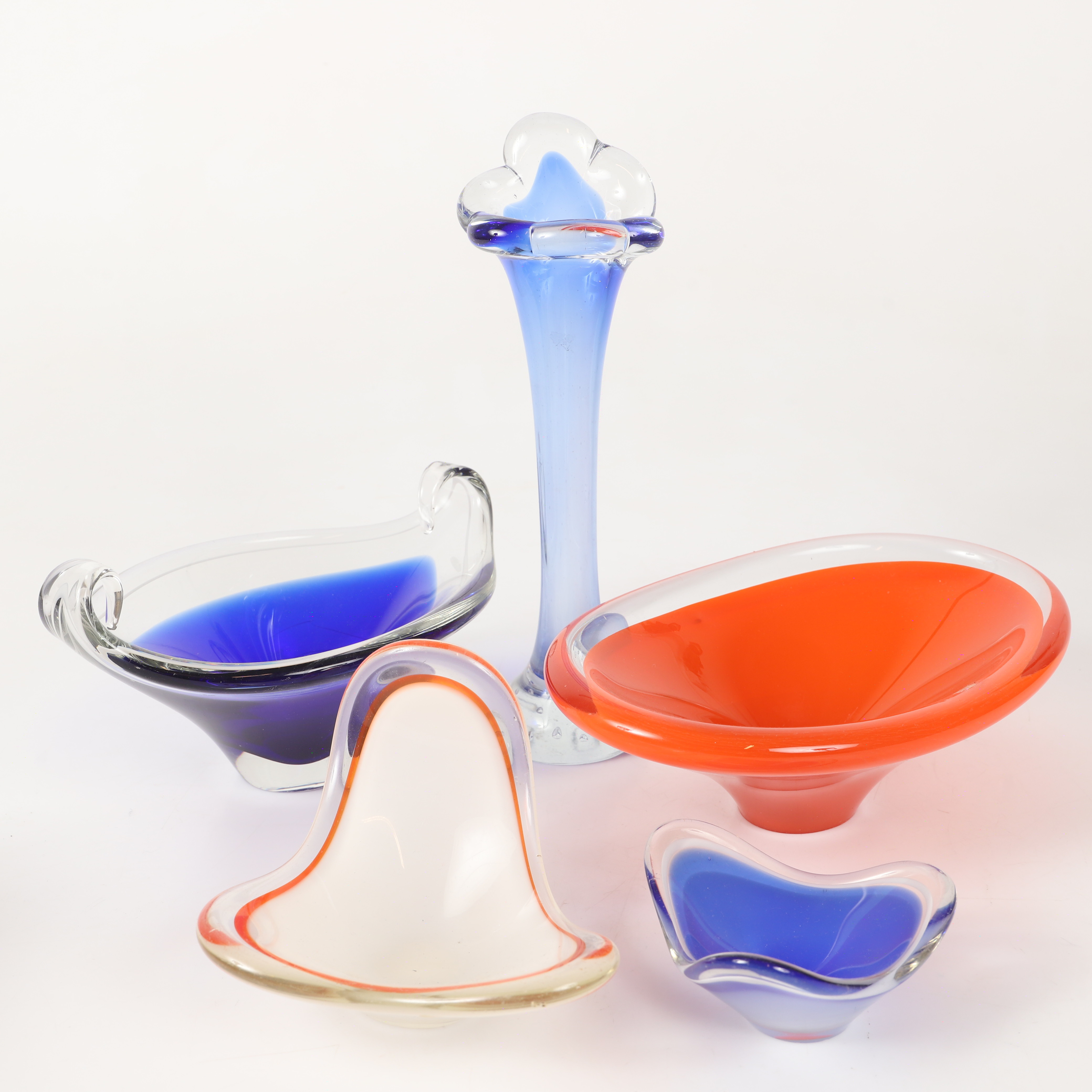 SKÅLAR M. M., 5 stycken, glas, bl. a. Paul Kedelv, Flygfors.