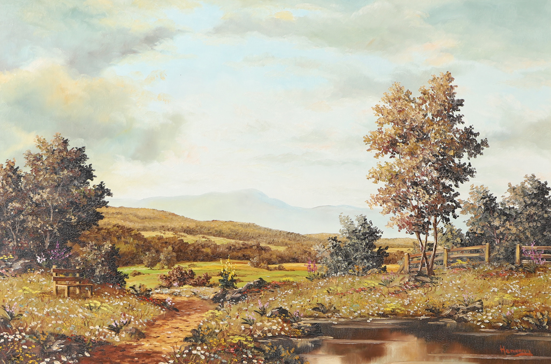 OIDENTIFIERAD KONSTNÄR. Landskap, olja på duk, signerad Homer.