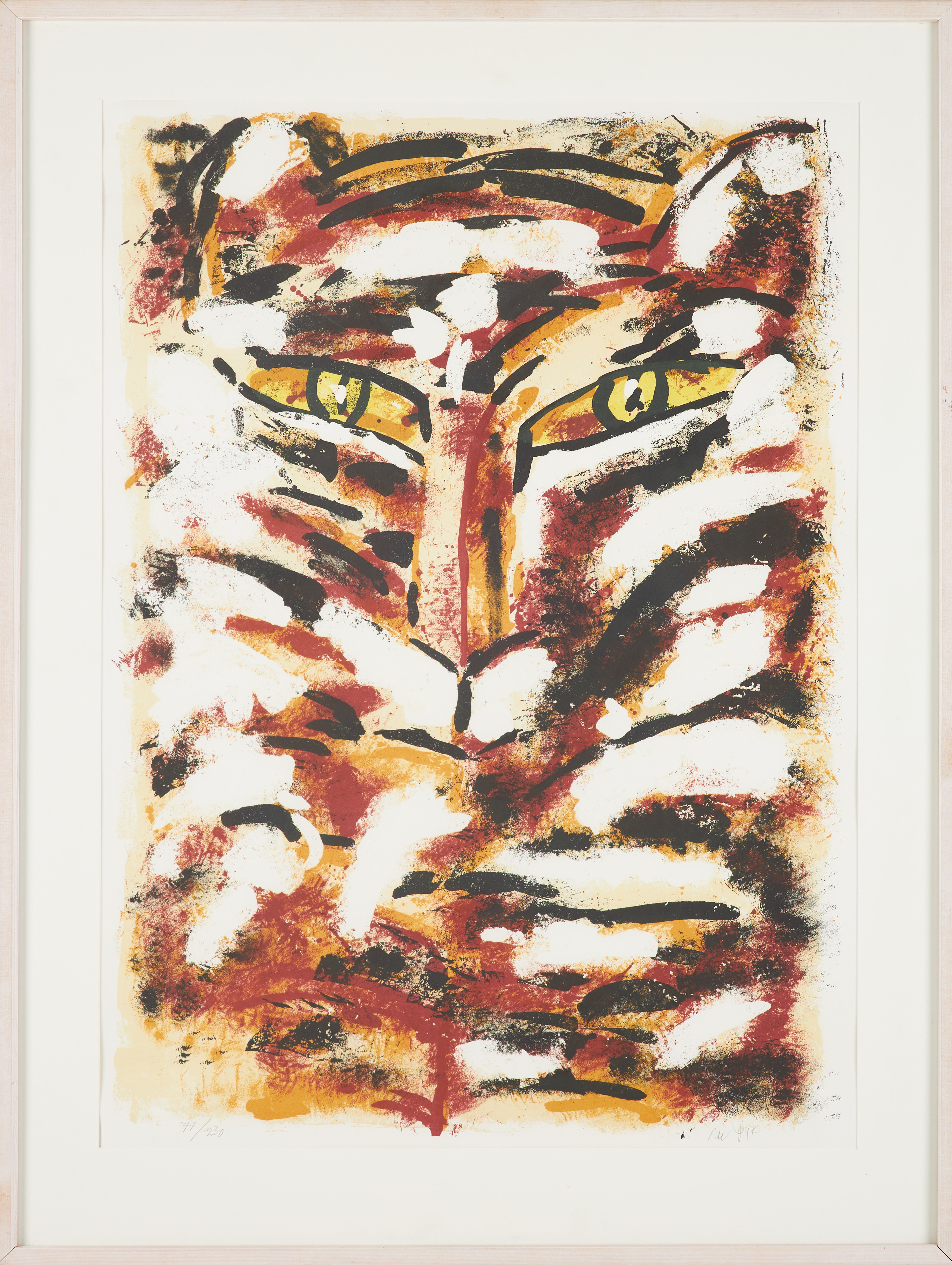 MADELEINE PYK. Tiger, färglitografi, signerad och numrerad 77/230.