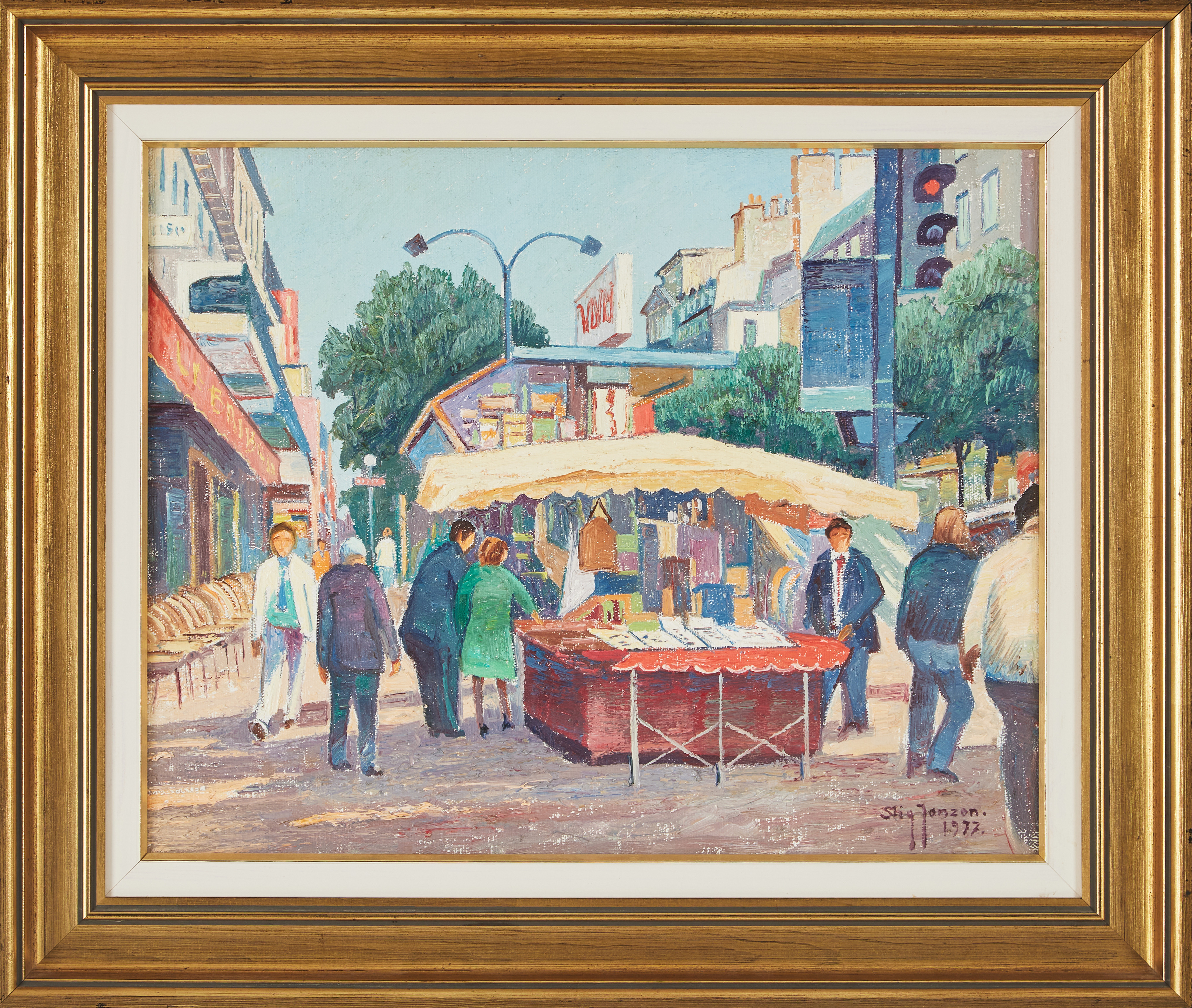 STIG JONZON. Gatuvy i Paris, olja på duk, signerad och daterad 1977.