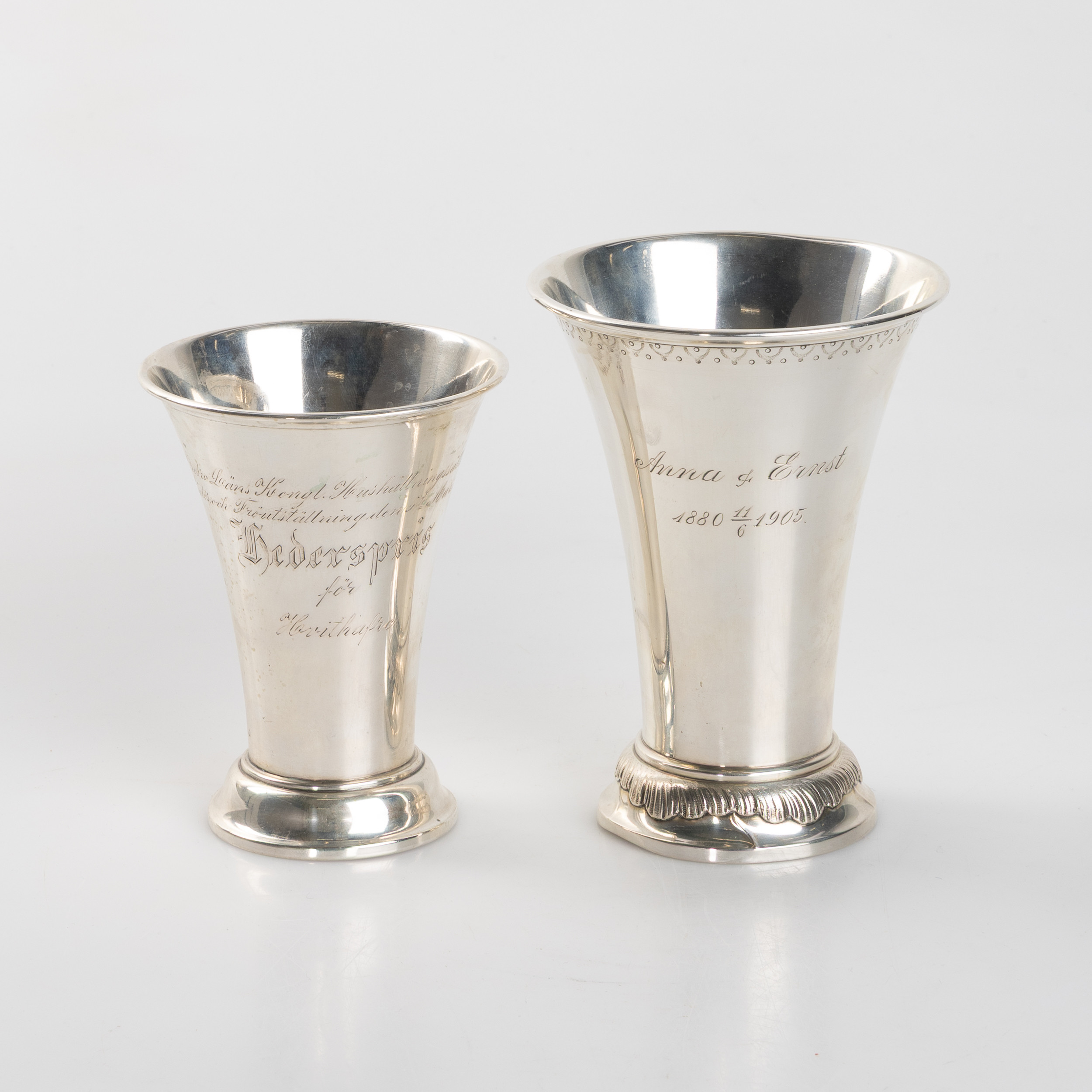 BÄGARE, 2 stycken, silver, 830, CG Hallberg och Hellsten.