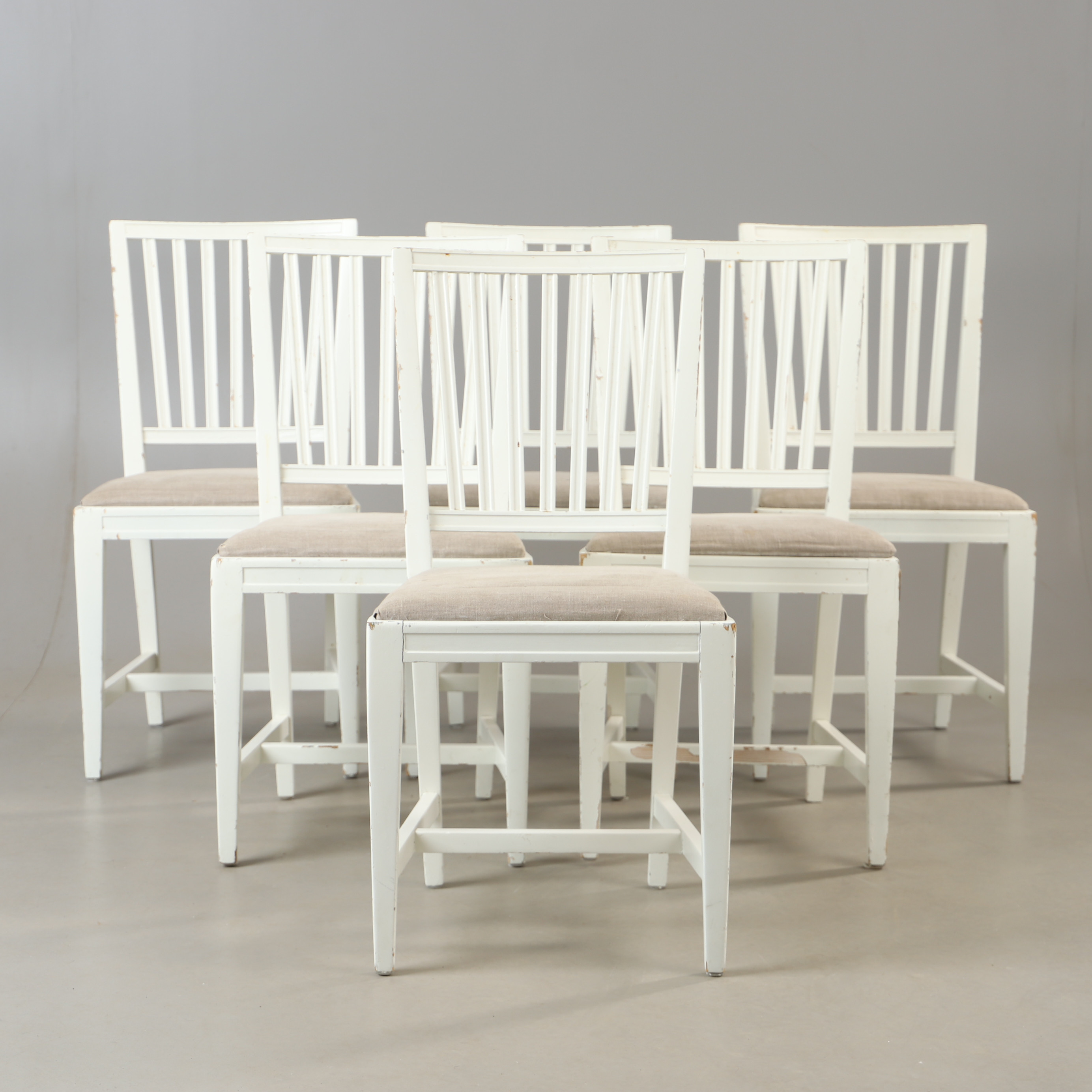 STOLAR, 6 stycken, Leksandmodell, vitmålade.