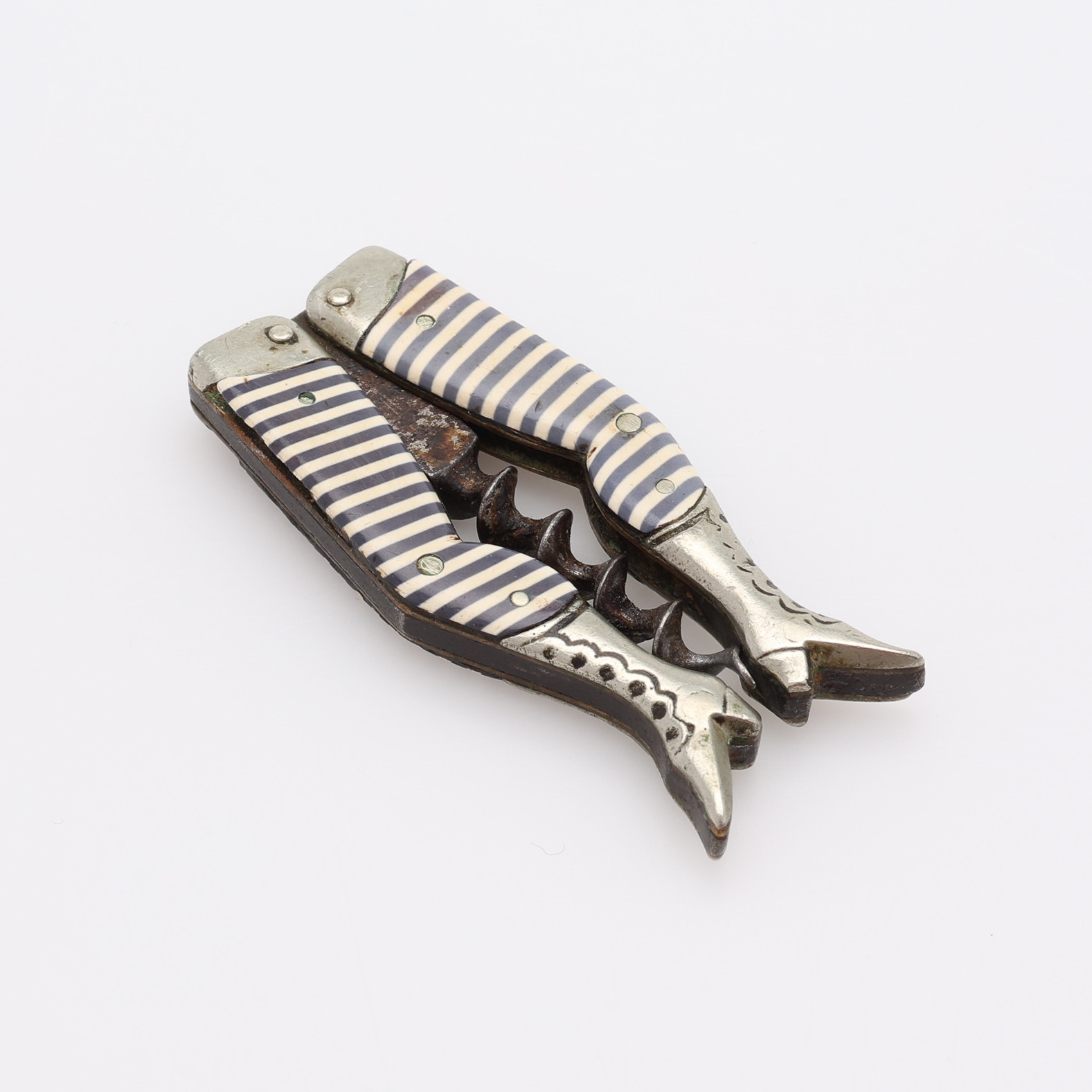 KORKSKRUV, SK. LADY LEGS, stål, mässing samt polymert material, Tyskland, omkring 1900.