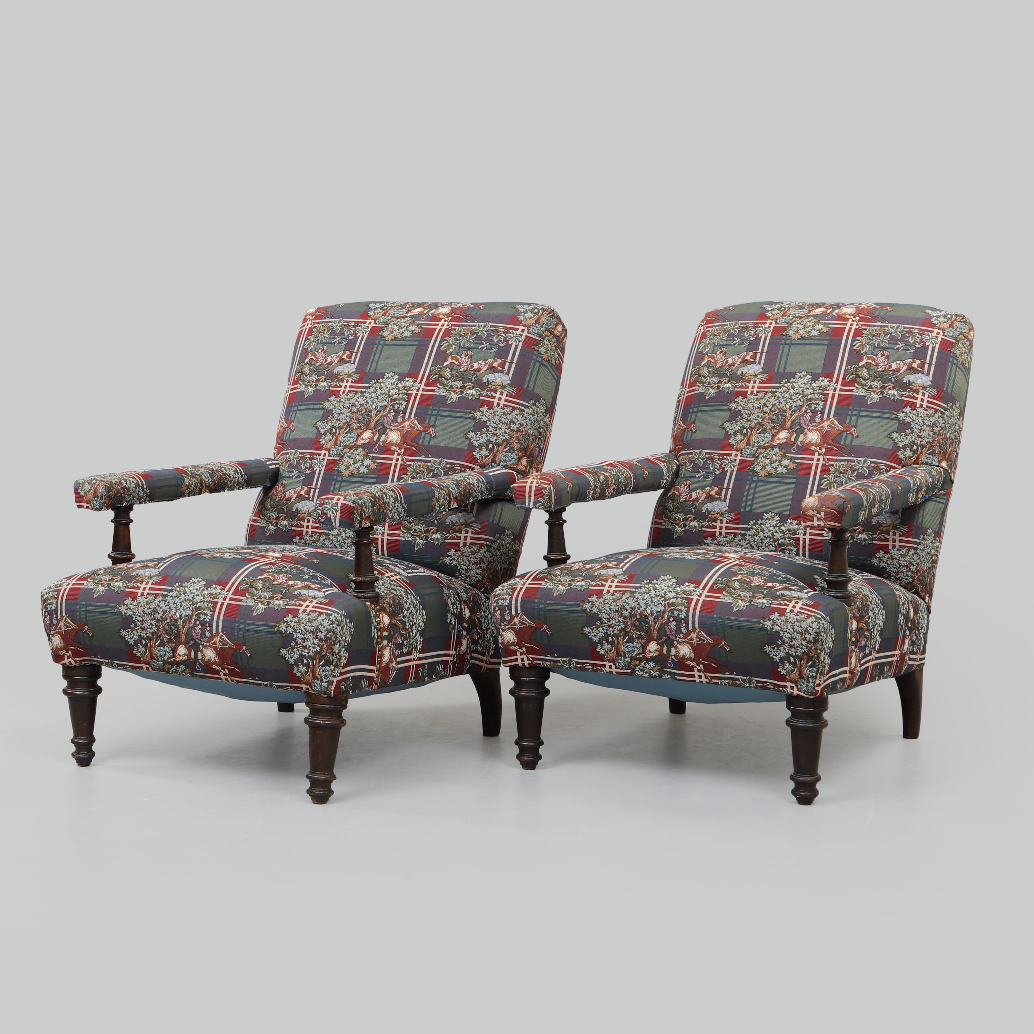 FÅTÖLJER, ett par, 1800/1900-tal.