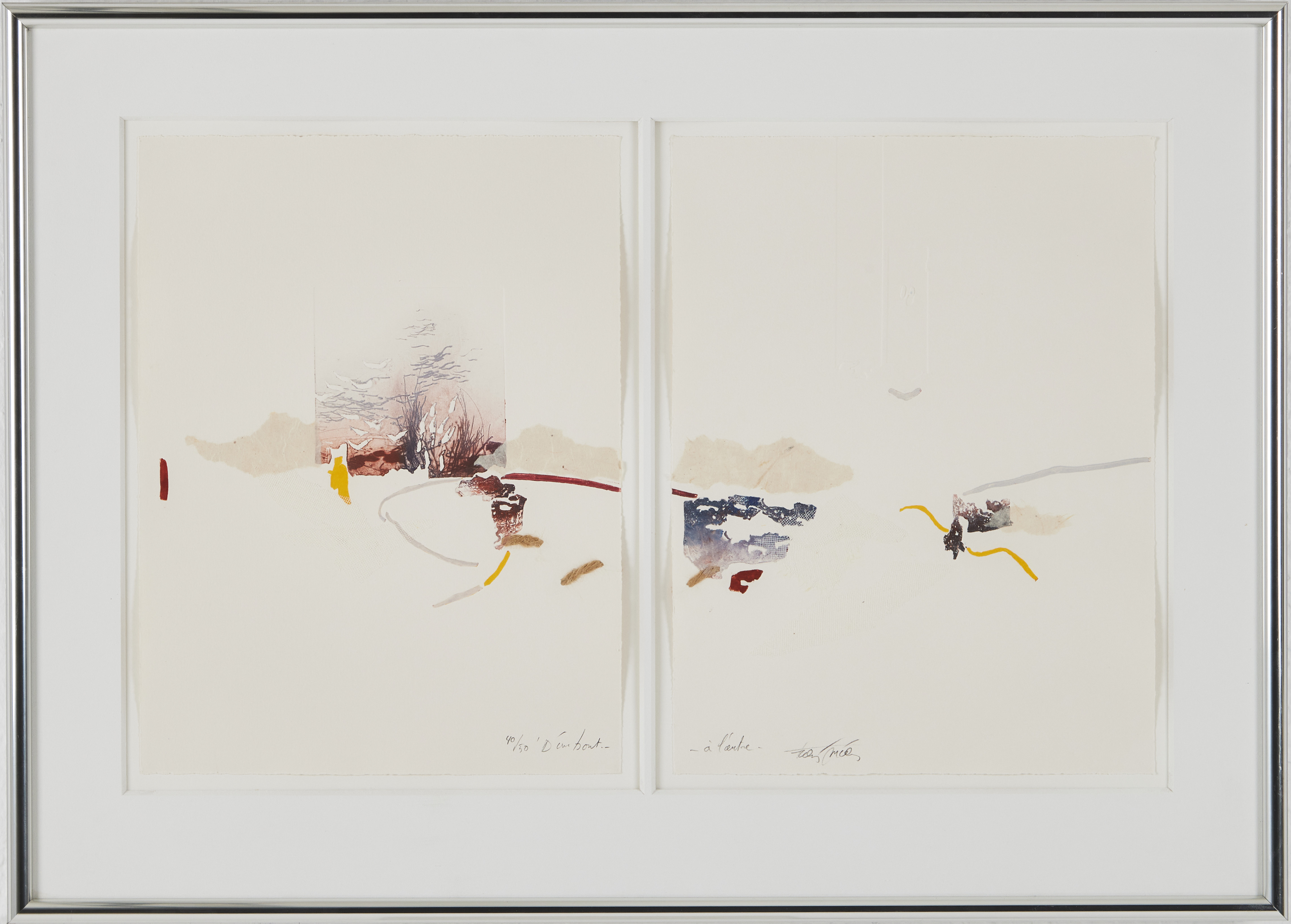 FRANCIS MÉAN. "D'unt - bout- a L'autre", blandteknik, diptyk, signerad och numrerad 40/50.