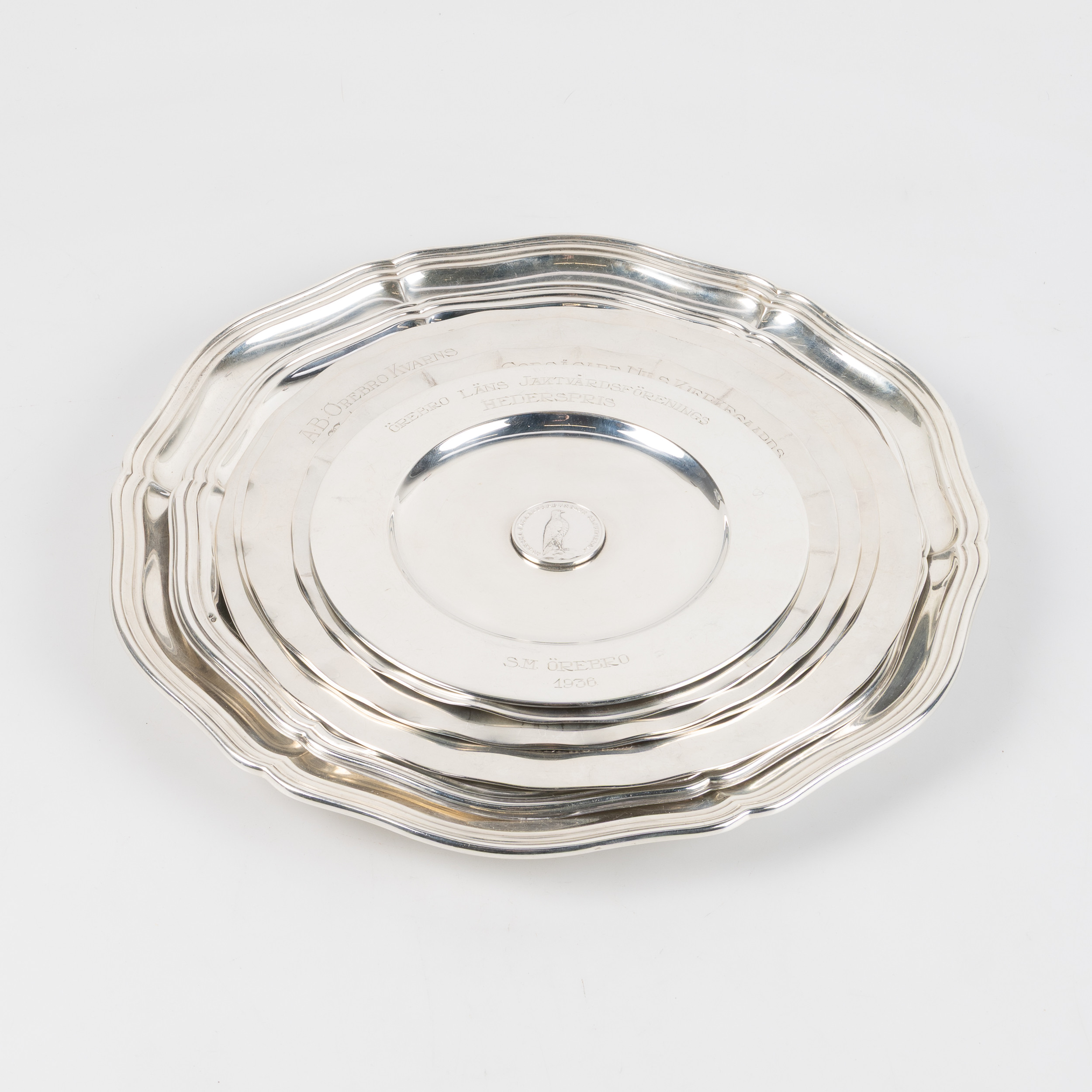 TALLRIKAR, 7 stycken, silver, 830, bl a CG Hallberg, MGAB.