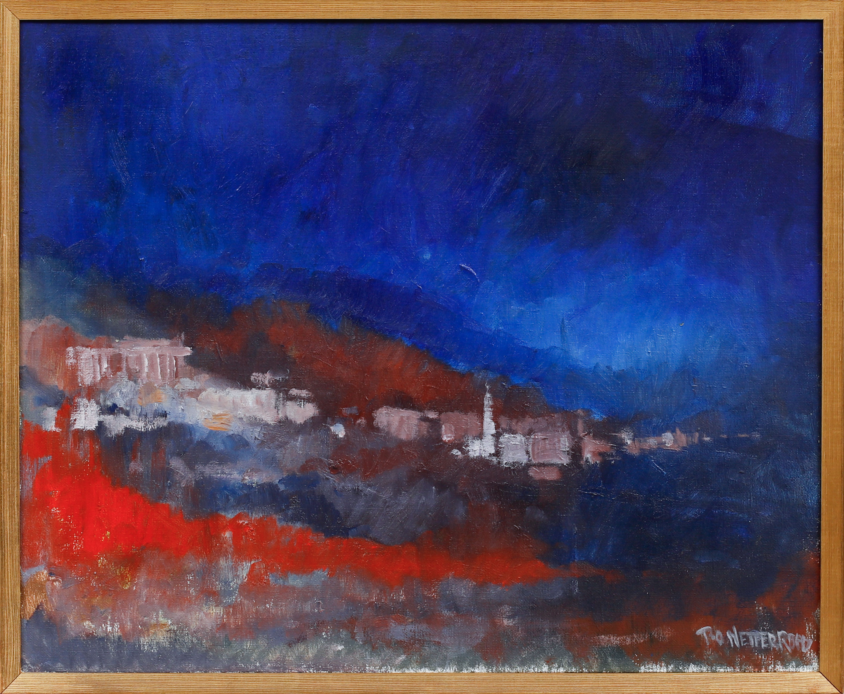 PO NETTERBLAD. Landskap, olja på duk, signerad.