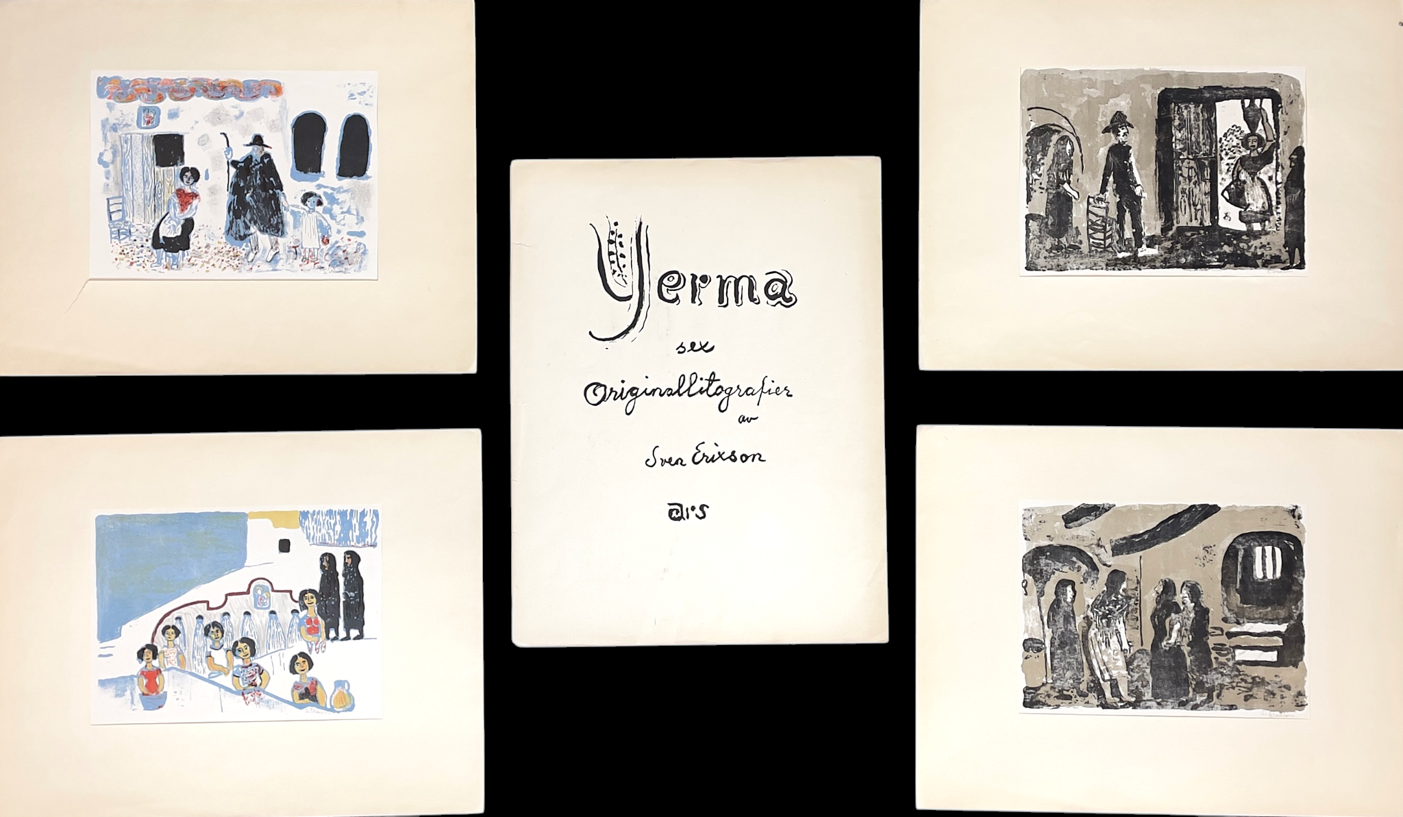 SVEN X:ET ERIXSON. Litografier, 4 st, ur mappen "Yerma", signerade, mappen utgiven av Ars Förlag, 1949, numrerad upplaga, nr 87.