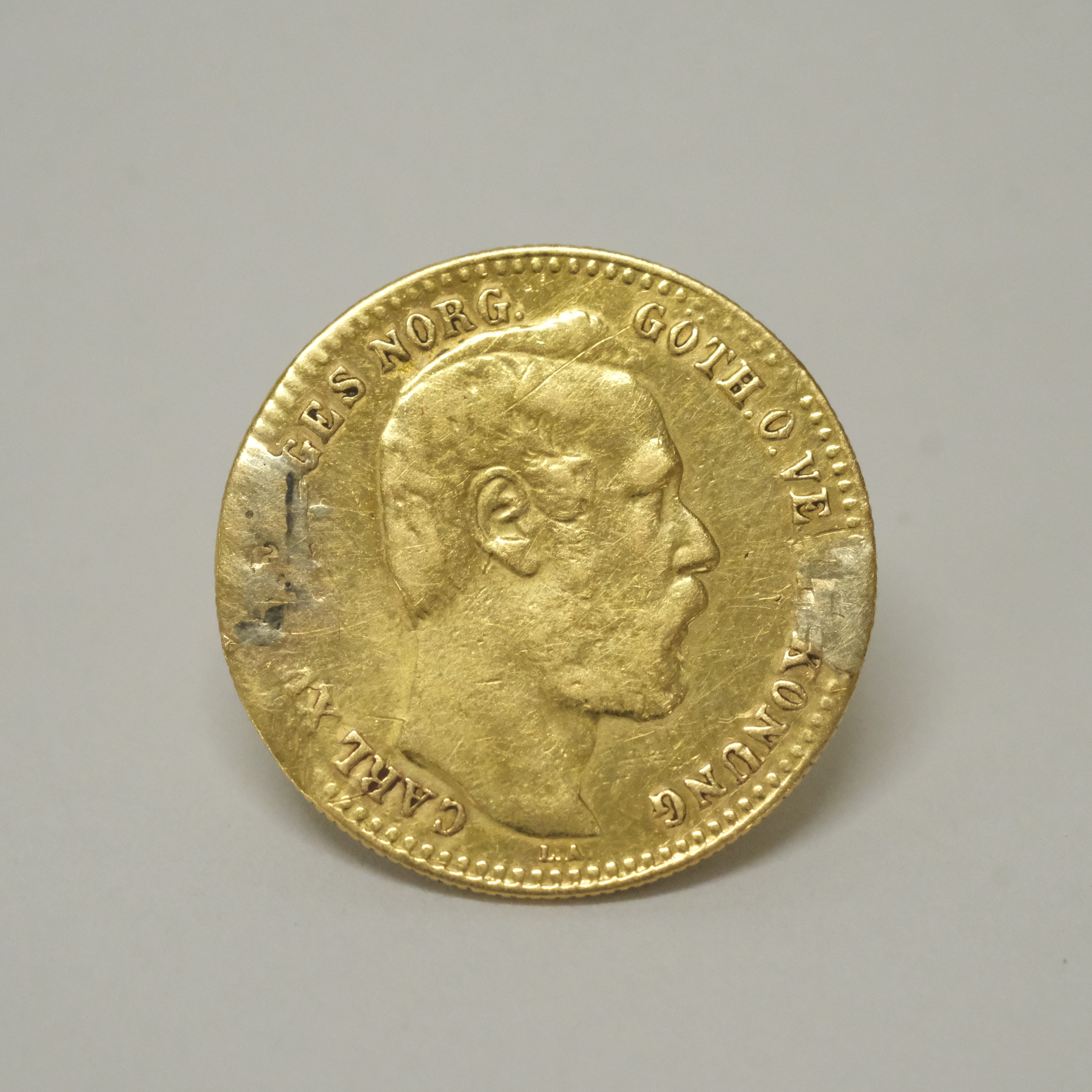 GULDMYNT, 10 FRANCS, KARL XV, SVERIGE OCH NORGES KONUNG 1868.