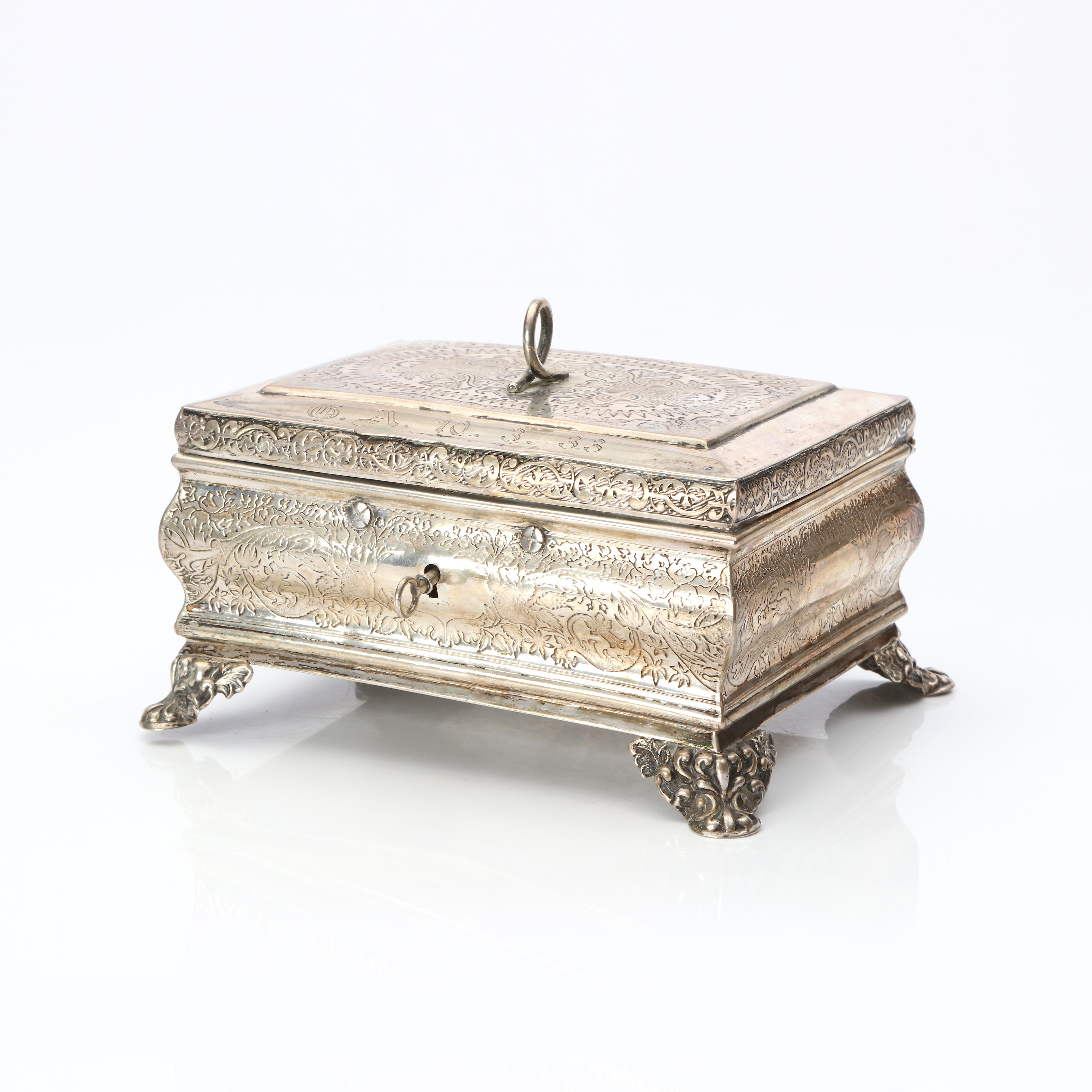 SKRIN. Graverat och dekorerat silver. Vikt ca 400 gram.