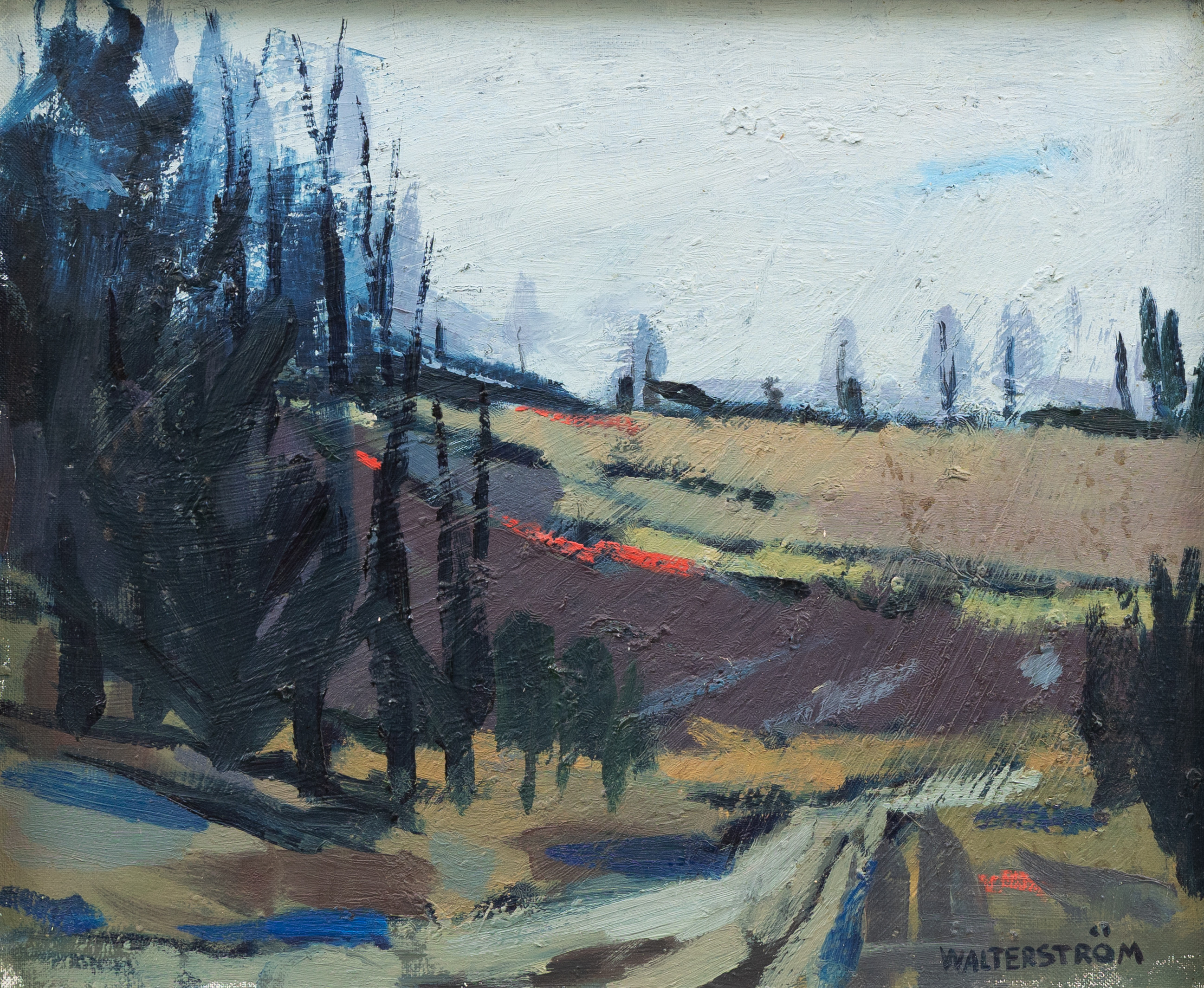 INGVAR WALTERSTRÖM (1920-1988). Landskap med träd, olja på duk, signerad.