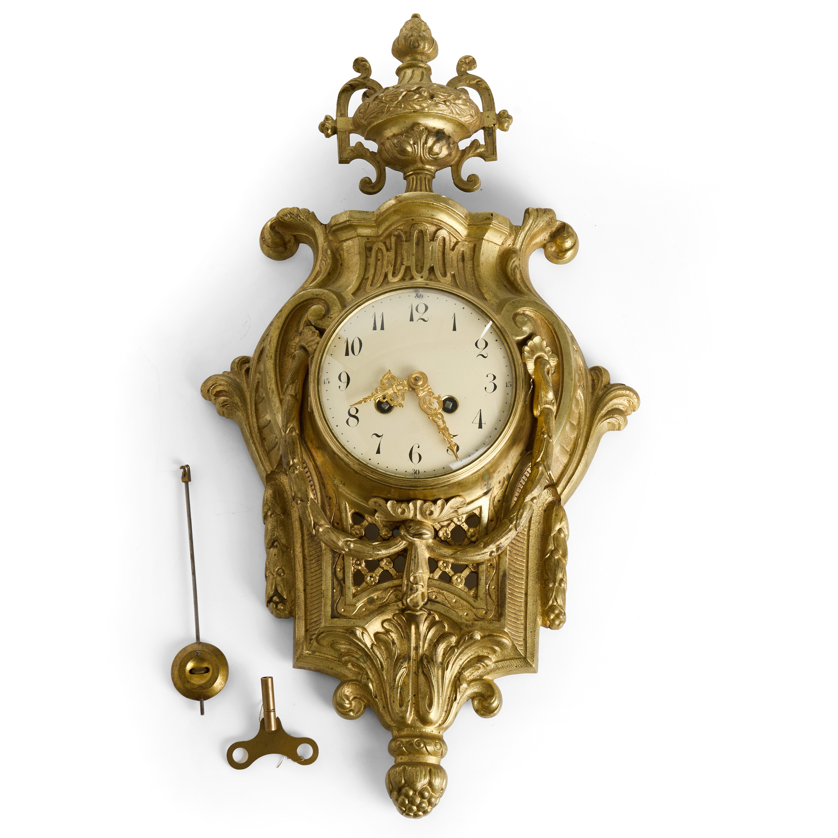 VÄGGPENDYL/KARTELLUR, Louis XVI-stil, 1900-talets första hälft, Japy Frères & Cie, mässing.