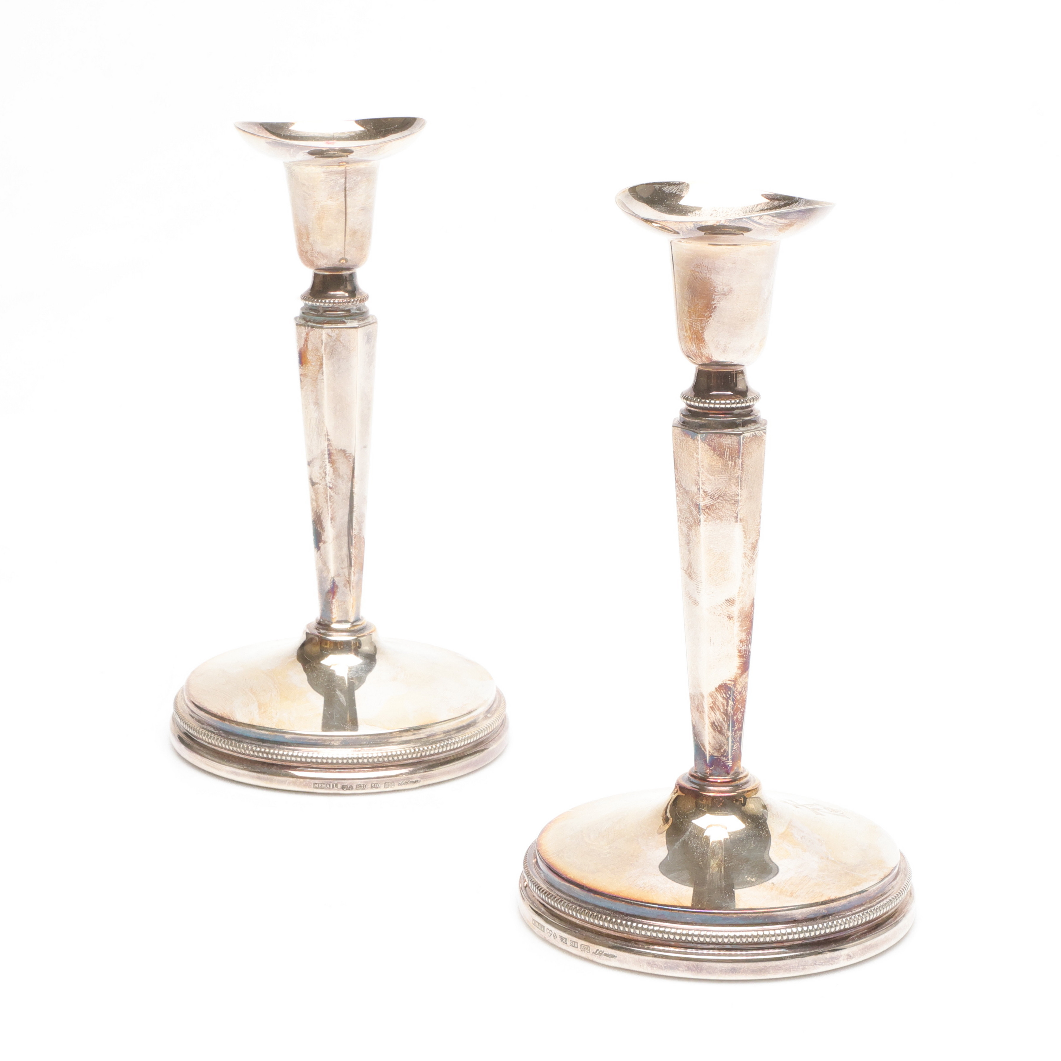 ERIC LÖFMAN. Ljusstakar, 1 par, silver, total vikt 492 gram.