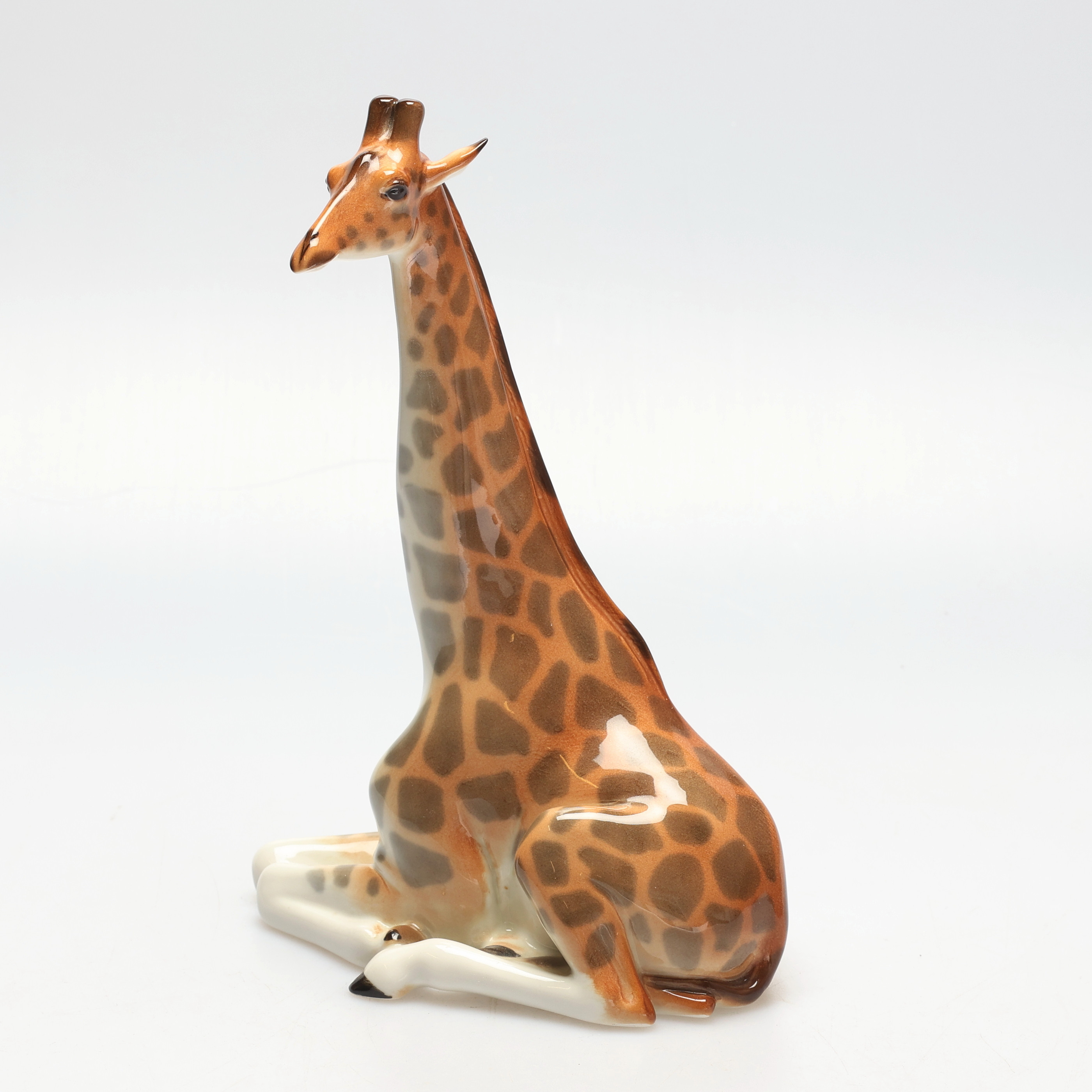 FIGURIN. Porslin, giraff, Lomosov, tillverkad i Sovjetunionen.