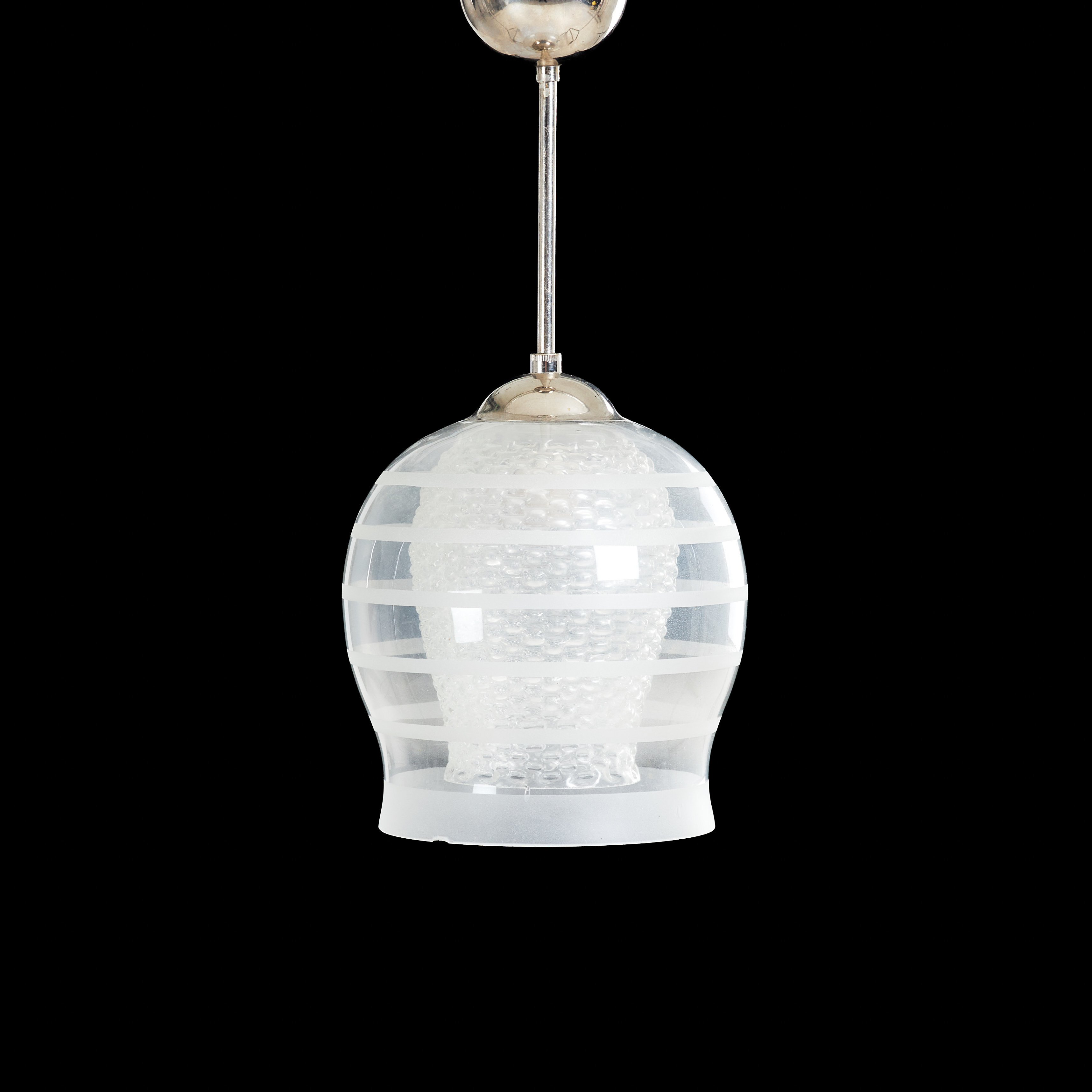 TAKLAMPA, glas, vitmetall, 1900-talets mitt.