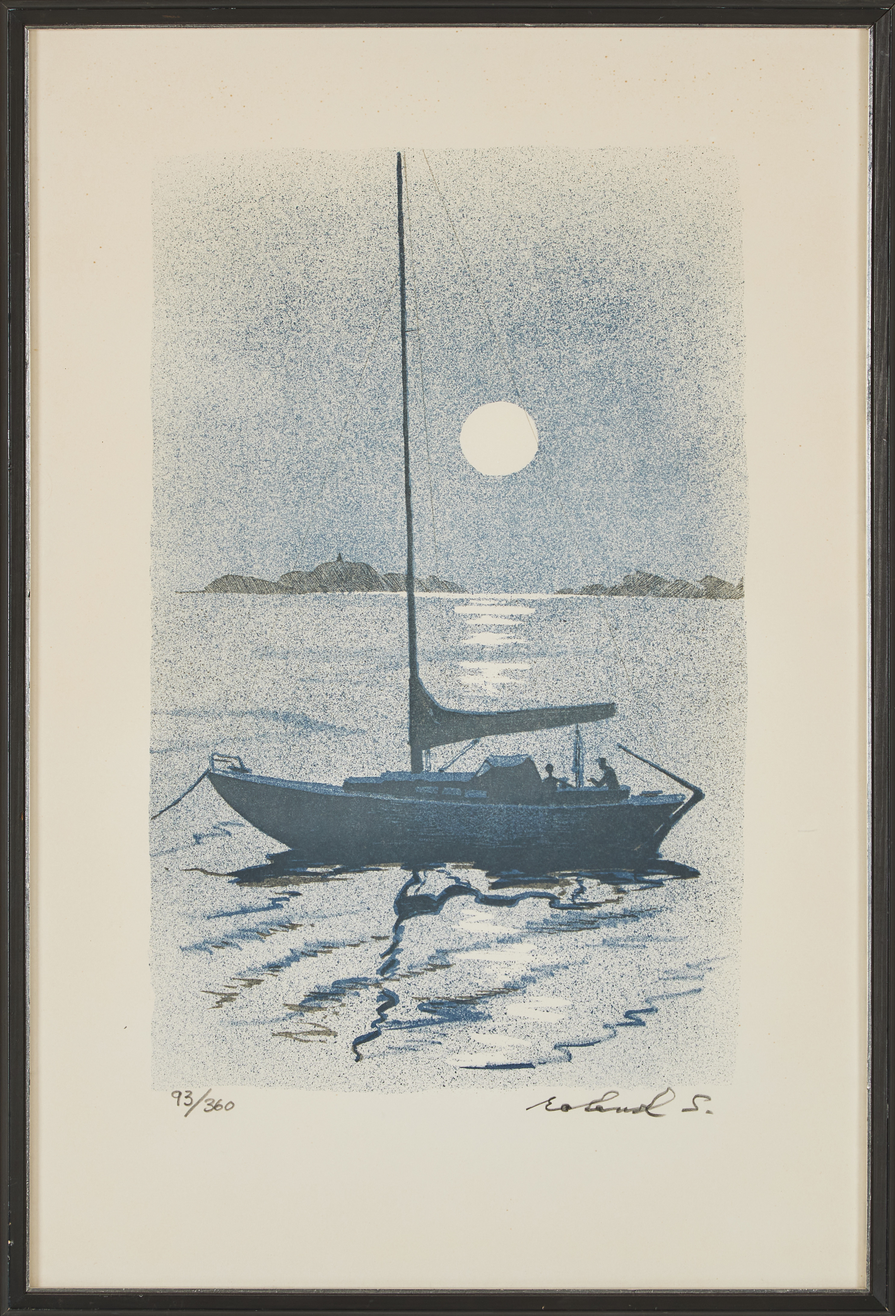 ROLAND SVENSSON. "Båtsnack", färglitografi.