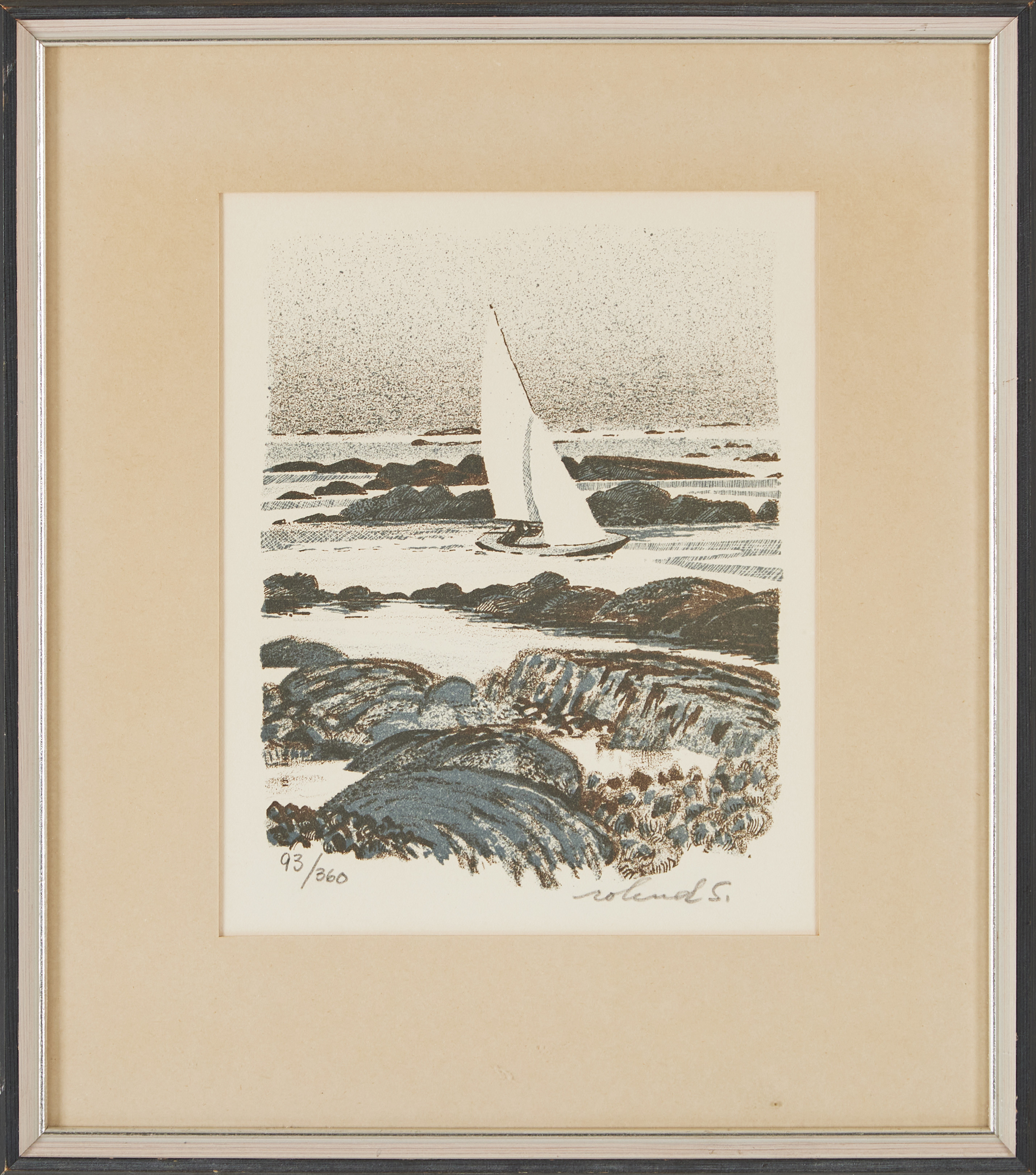 ROLAND SVENSSON. "Det goda livet", färglitografi.