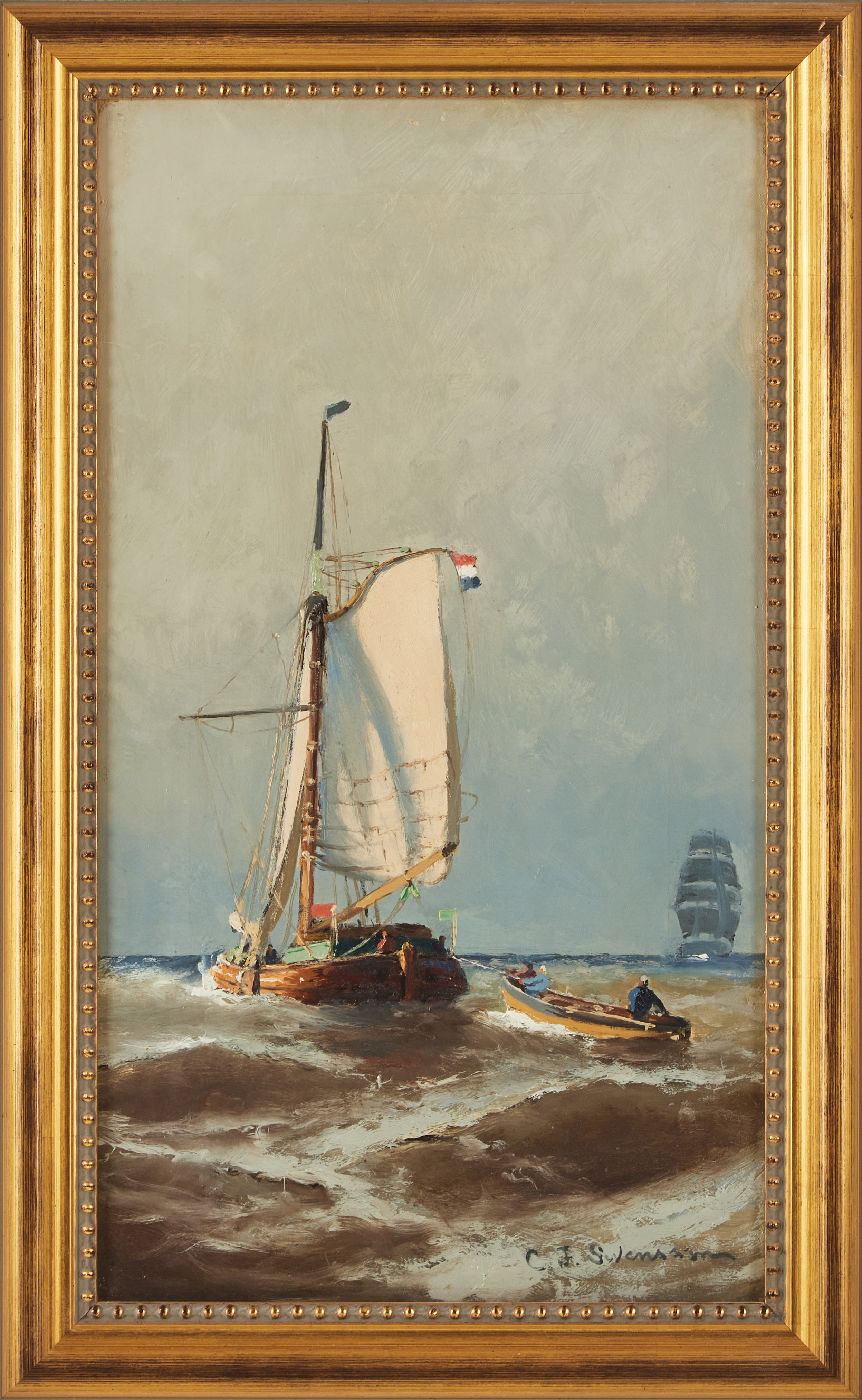 CHRISTIAN FREDRIK SVENSSON. Marint motiv, olja på duk, signerad C.F. Swensson.