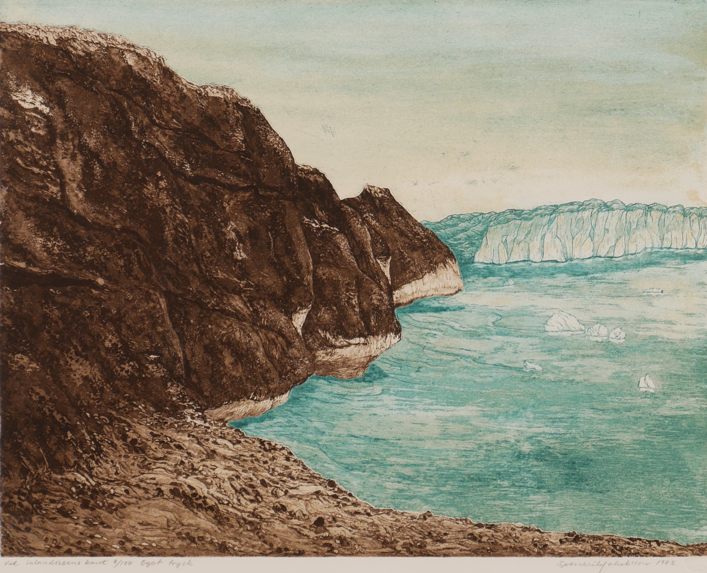 SVENERIK JAKOBSSON. "Vid inlandsisens kant", litografi, signerad och daterad 1982.